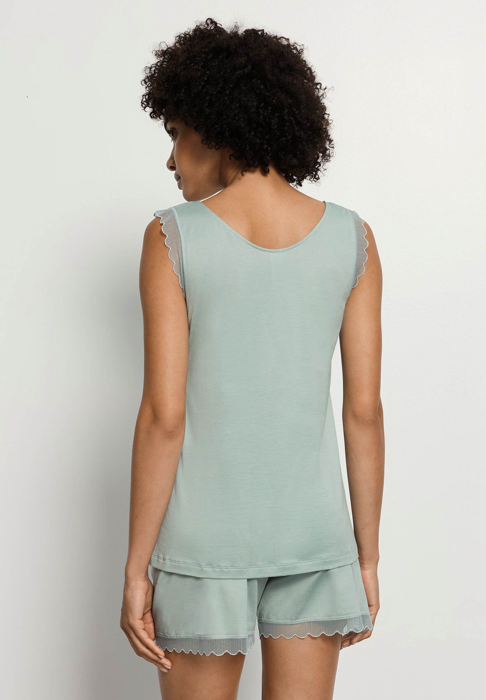 Пижама из мерсеризованного хлопка с кружевом. Цвет Зеленый (072733)