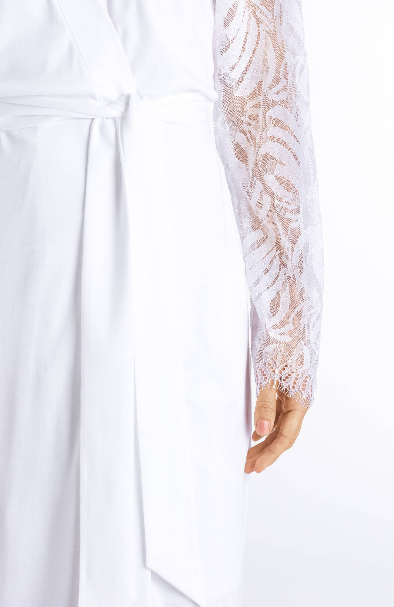 Хлопковый халат с кружевом. Цвет Белый (070101)