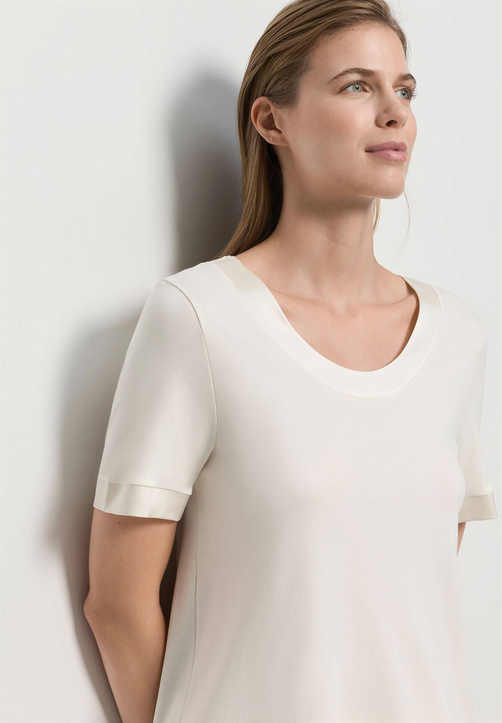 Пижама из мерсеризованного хлопка с шелковой отделкой. Цвет Кремовый (072123)