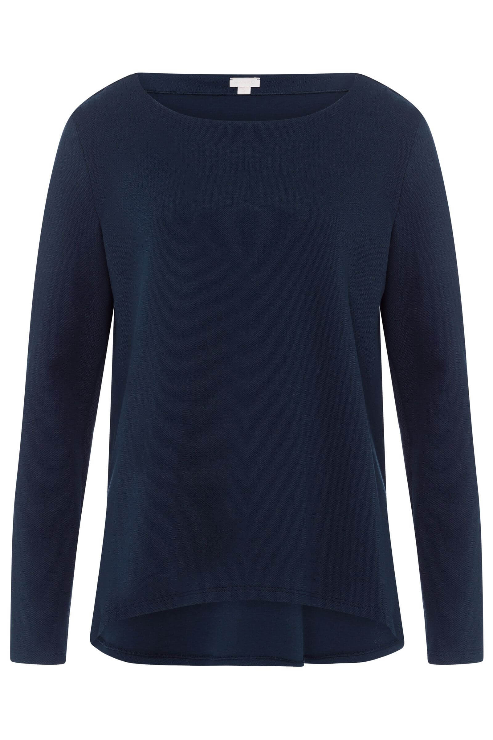 Хлопковый лонгслив с удлиненной спинкой. Цвет Синий (071610)