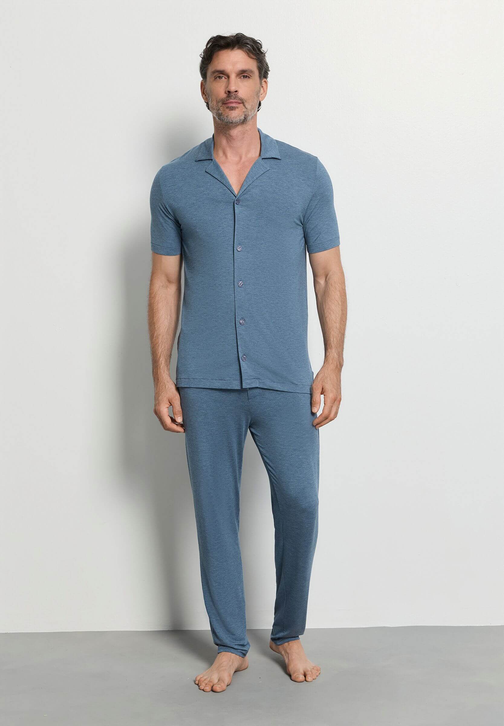 Рубашка из эластичной и мягкой вискозы. Цвет Синий (073082)