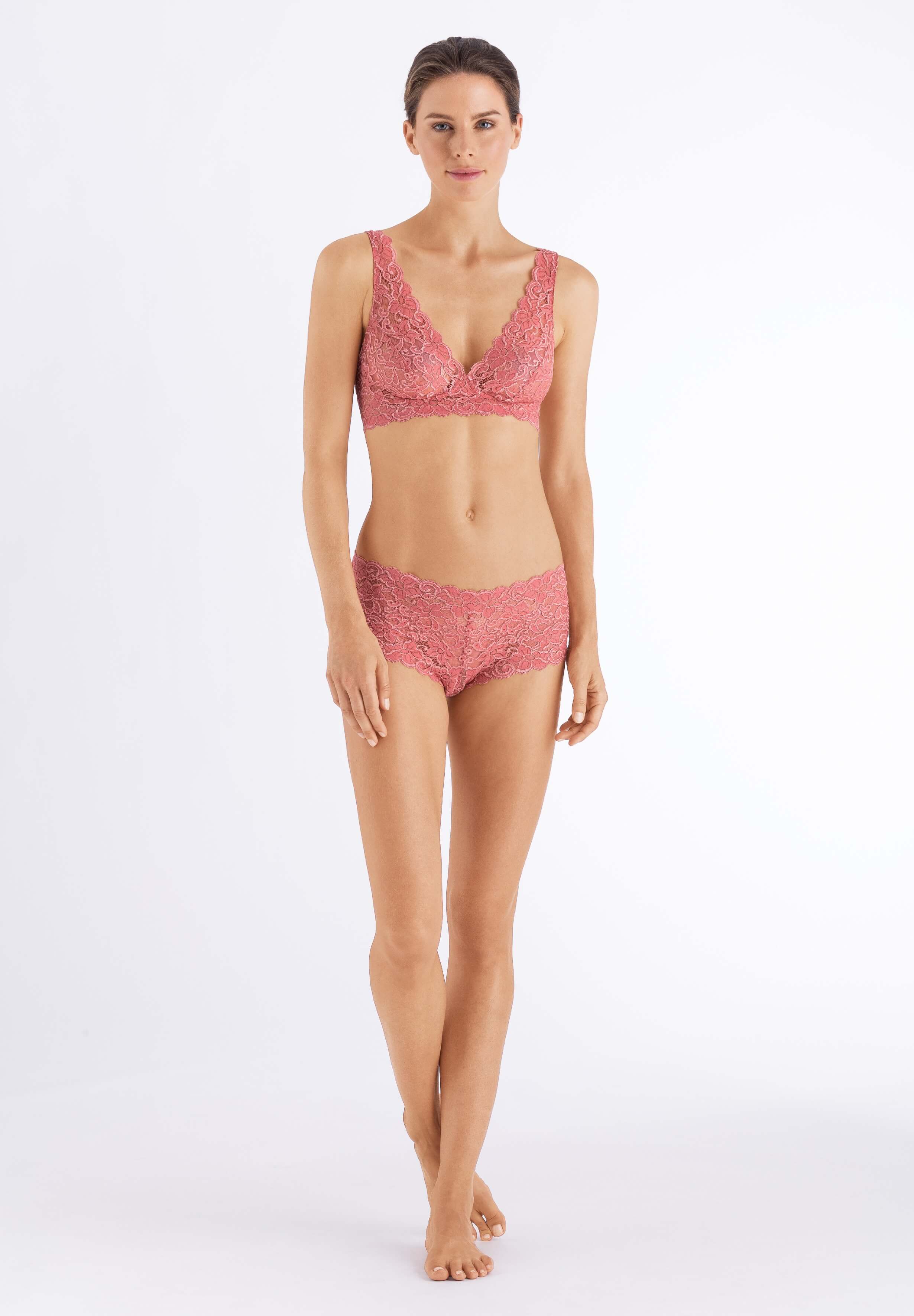 Кружевной бюстгальтер с треугольными чашками. Цвет Красный (071275)