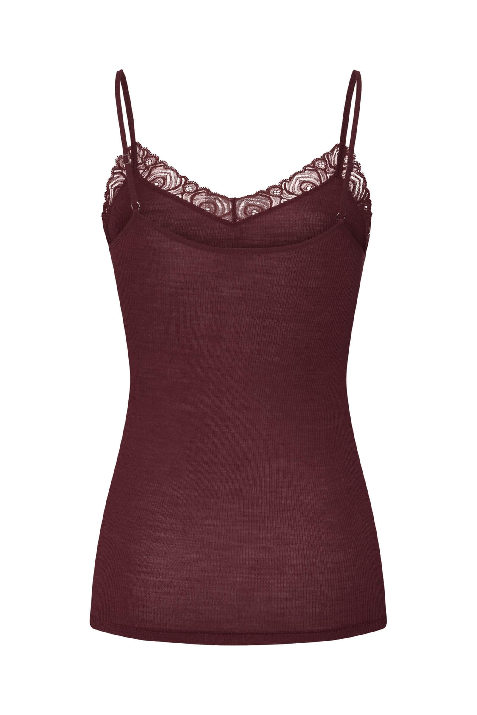 Термомайка из шерсти и шелка с кружевом. Цвет Бордовый (072421)