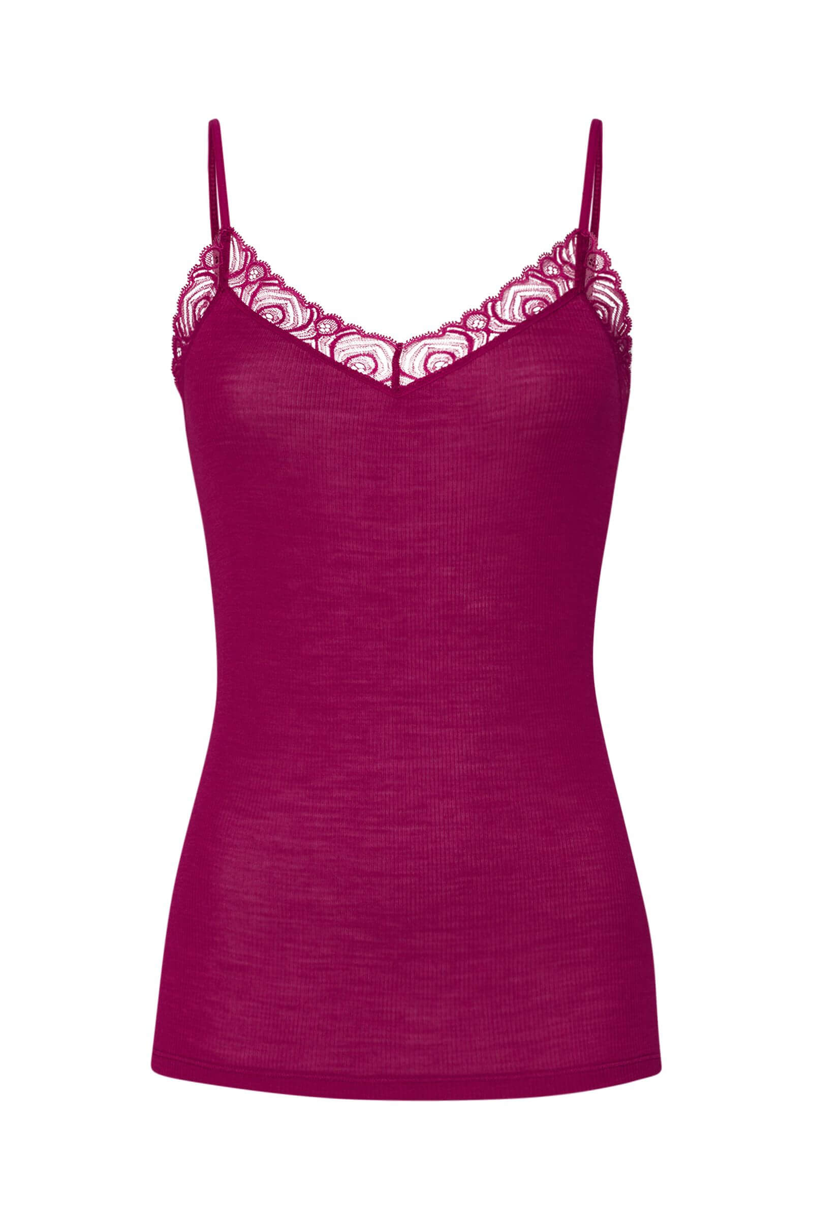 Термомайка из шерсти и шелка с кружевом. Цвет Фуксия (072473)