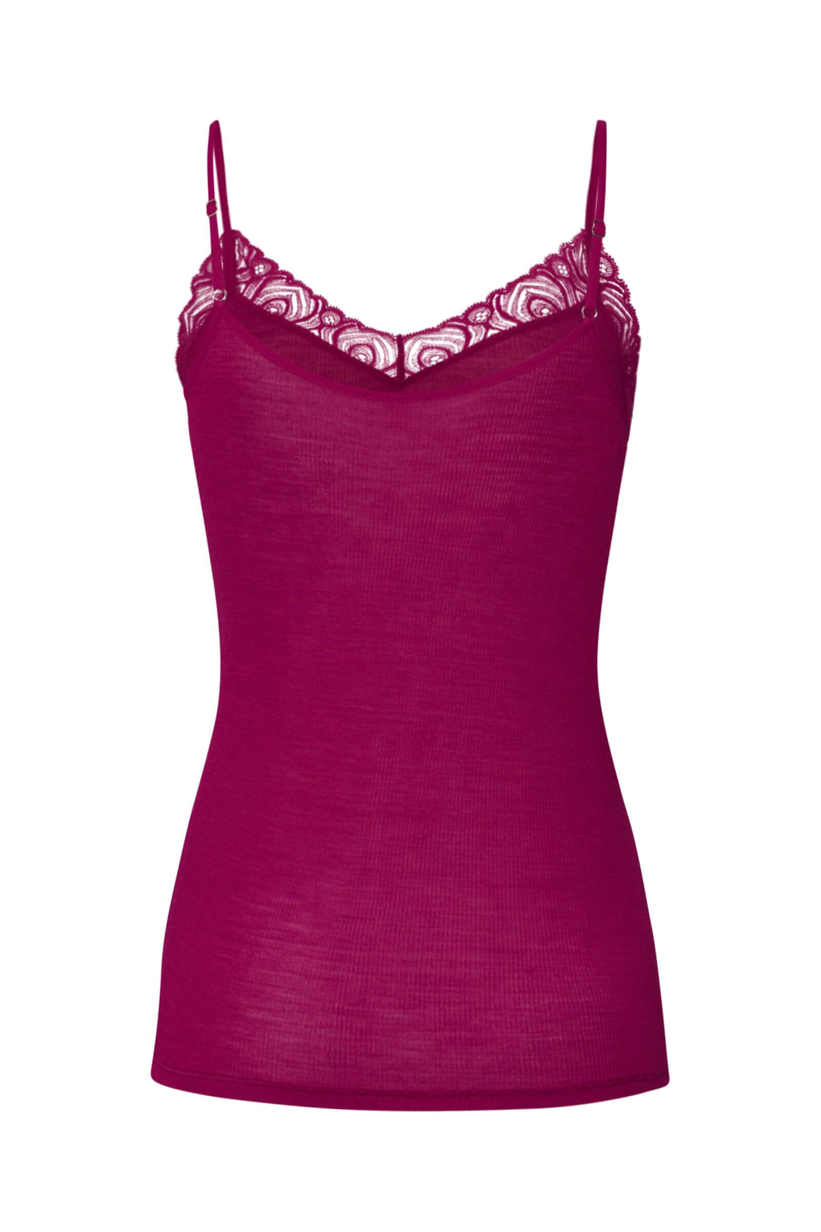 Термомайка из шерсти и шелка с кружевом. Цвет Фуксия (072473)