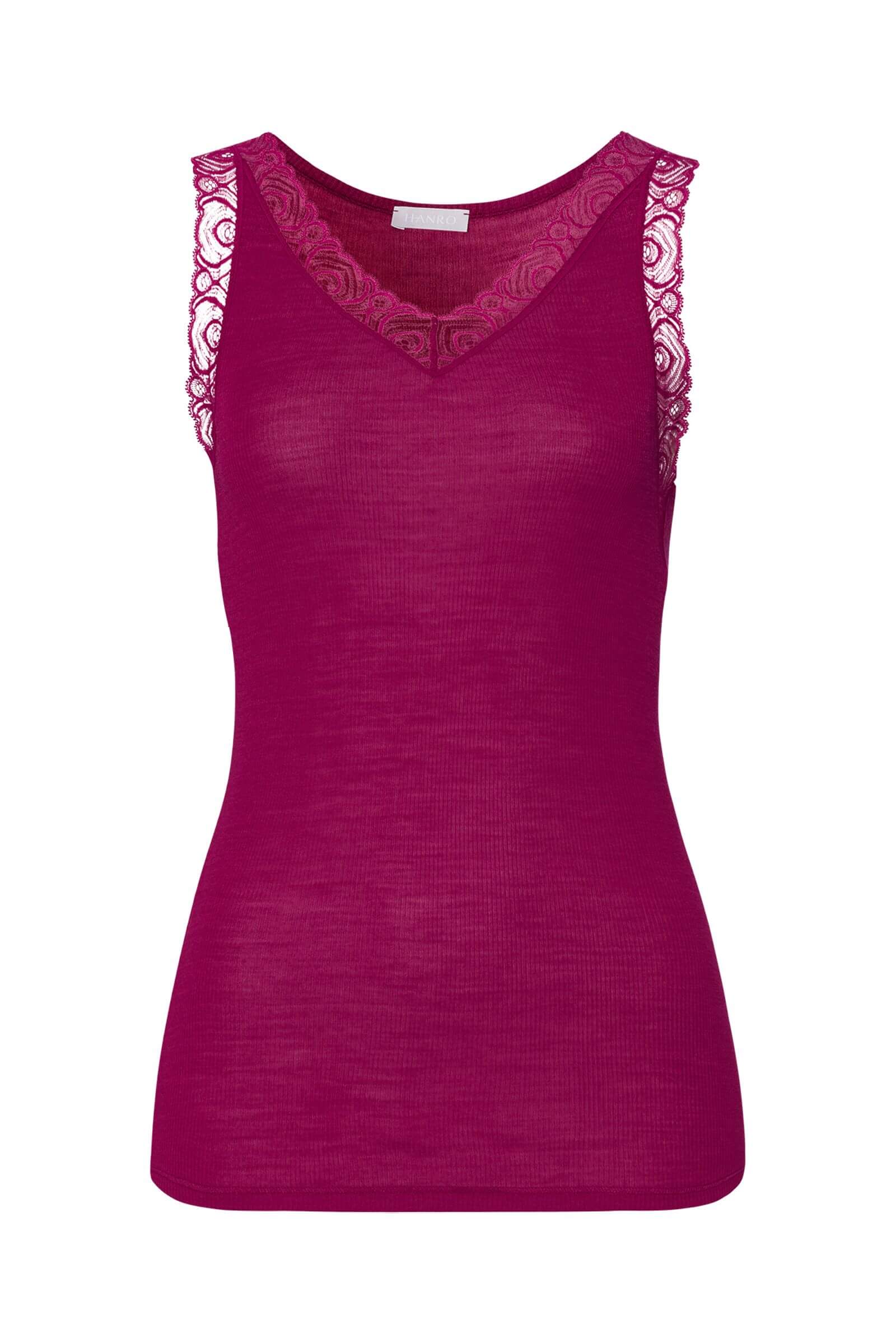 Термомайка из шерсти и шелка с кружевом. Цвет Фуксия (072473)