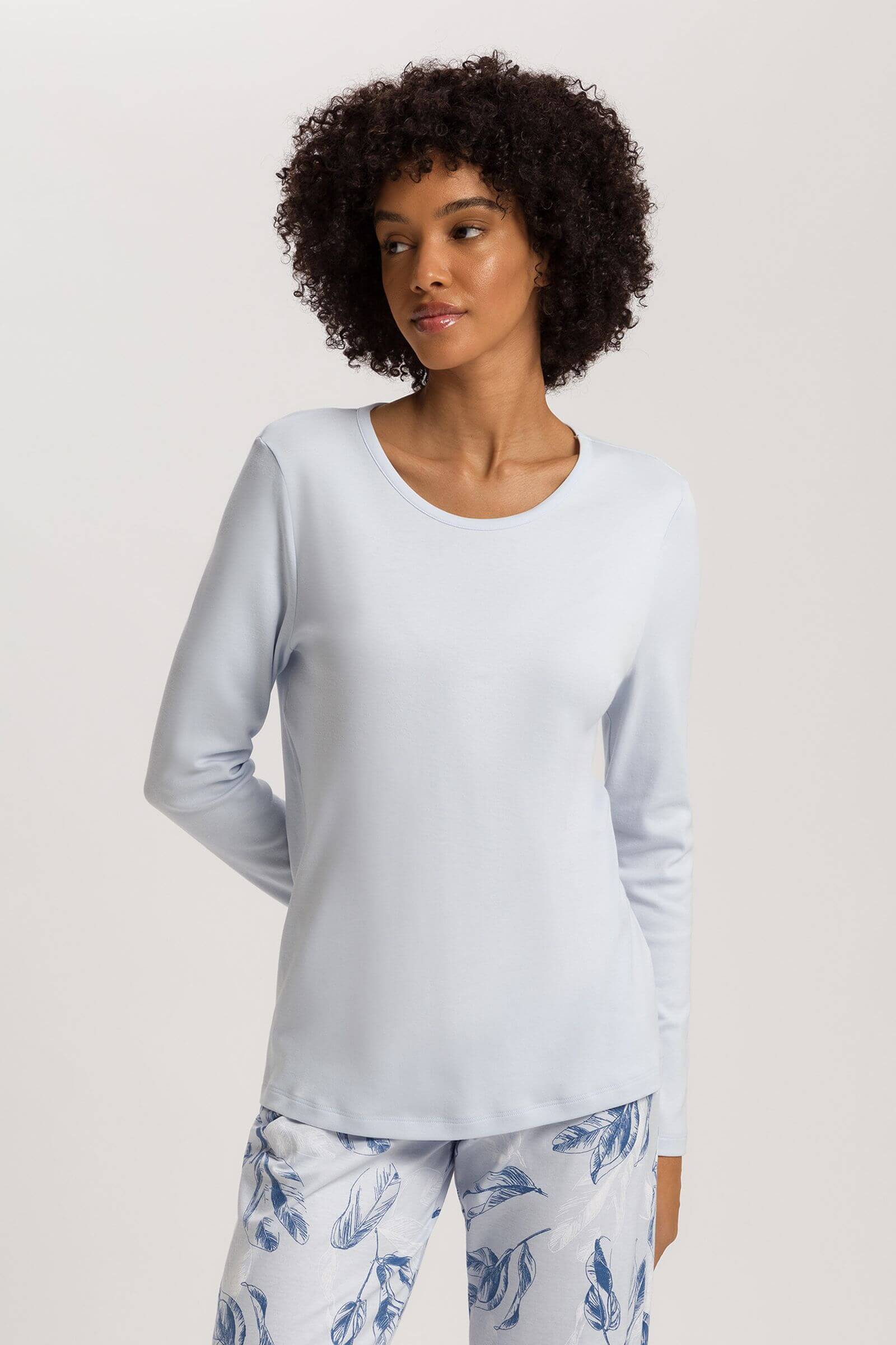 Пижамный лонгслив из хлопка. Цвет Голубой (072512)