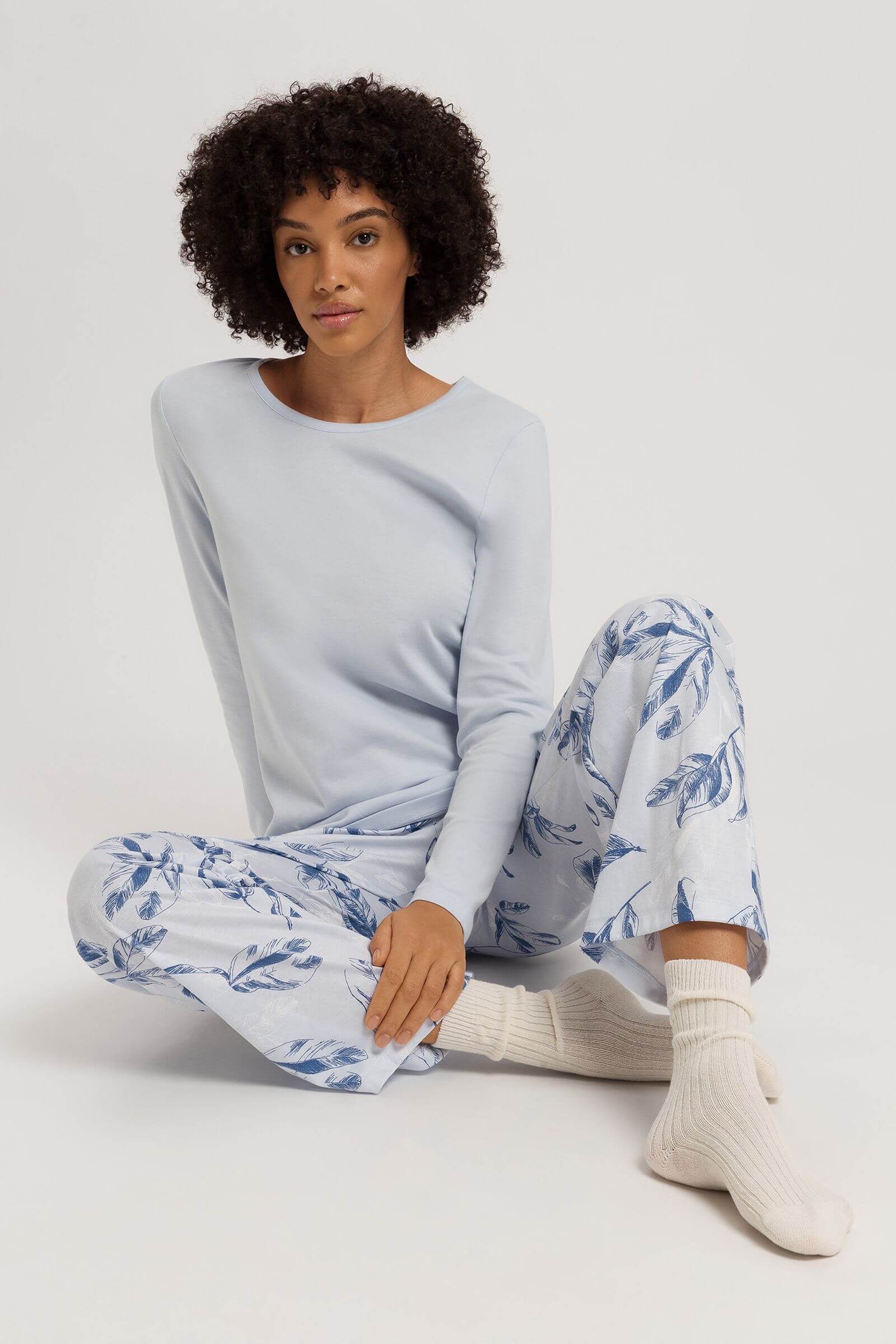 Пижамный лонгслив из хлопка. Цвет Голубой (072512)