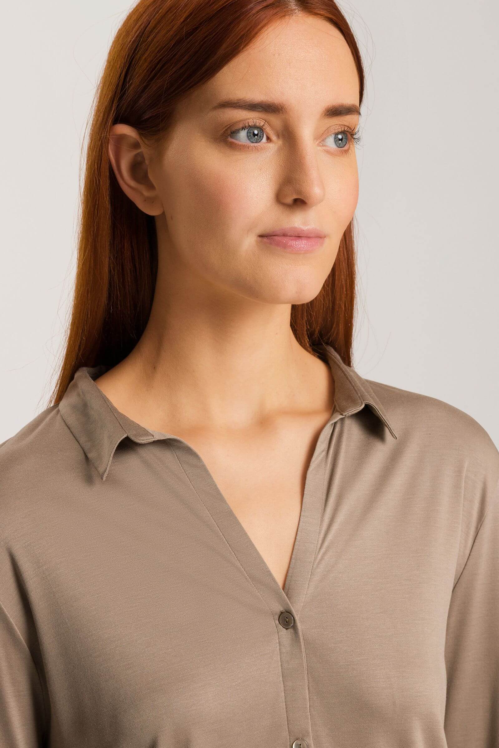 Пижамная рубашка с отложным воротником. Цвет Бежевый (072847)