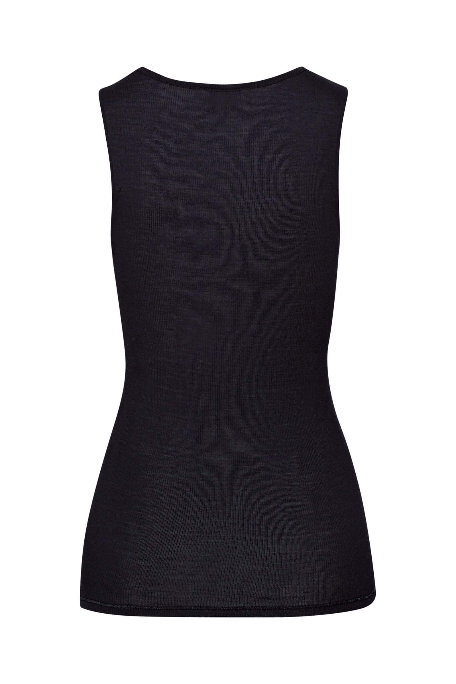 Термомайка из тонкой шерсти мериноса и шелка с кружевом. Цвет Черный (070019)