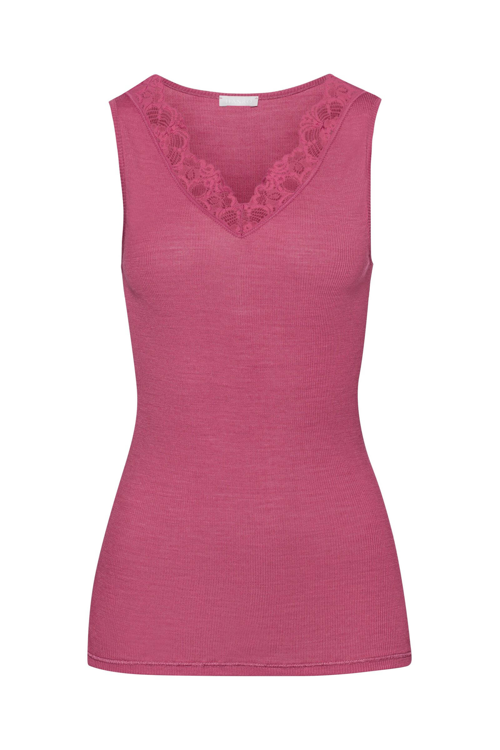 Термомайка из тонкой шерсти мериноса и шелка с кружевом. Цвет Розовый (072414)