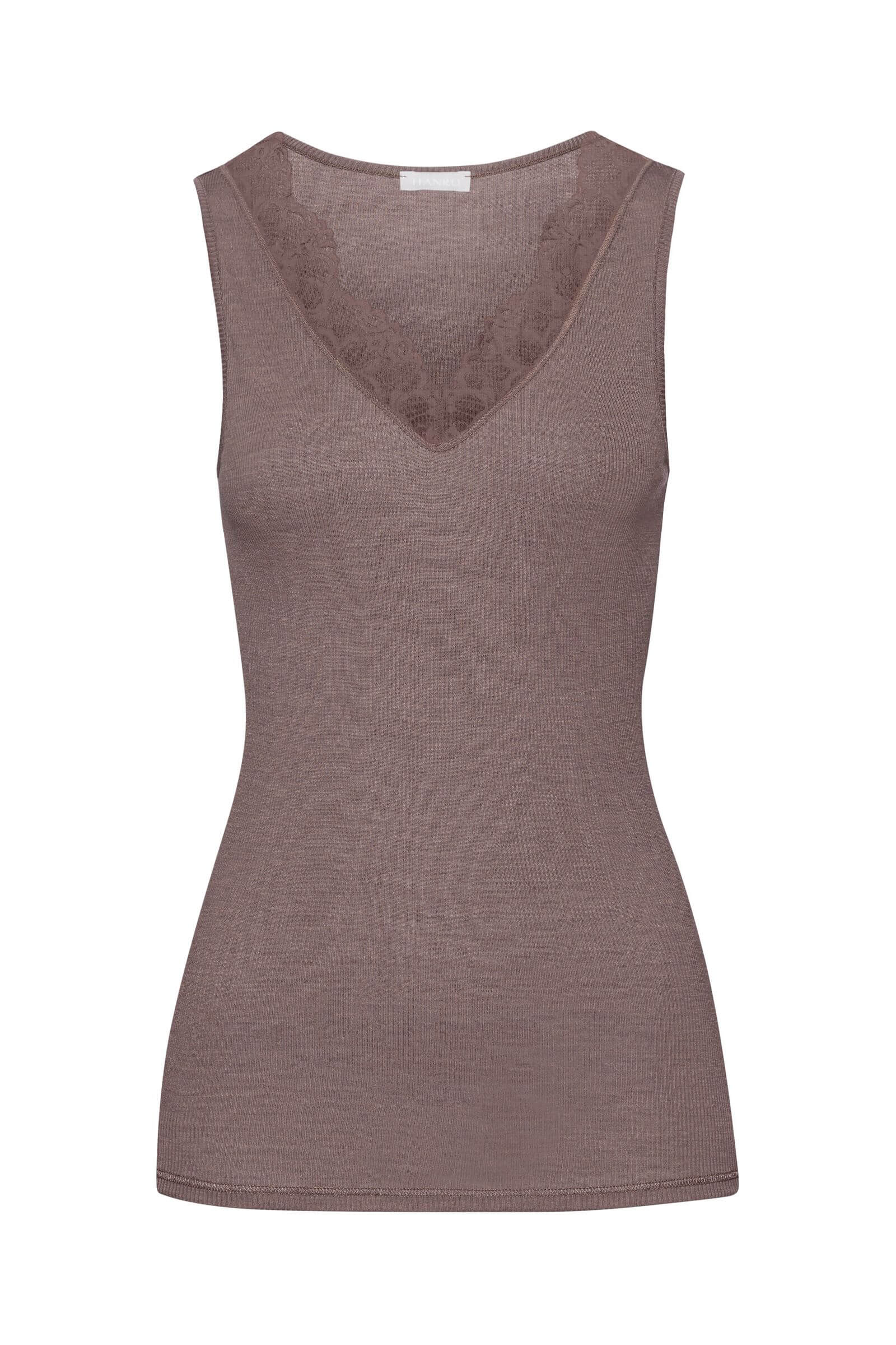 Термомайка из тонкой шерсти мериноса и шелка с кружевом. Цвет Коричневый (072756)