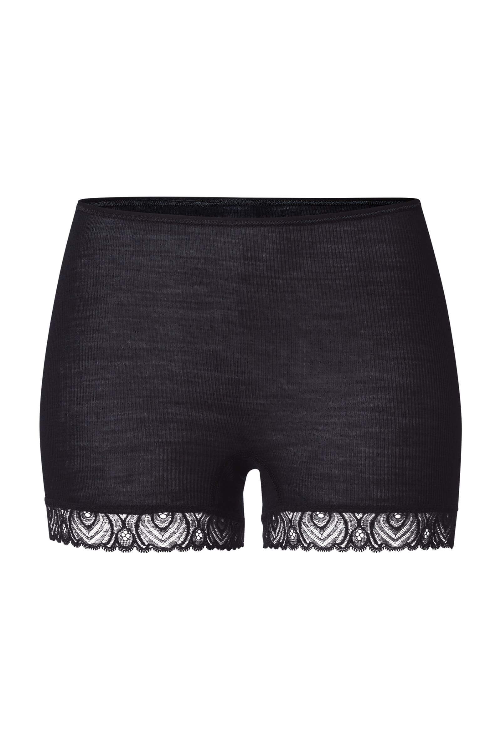 Термотрусы из шерсти и шелка с кружевом. Цвет Черный (070019)