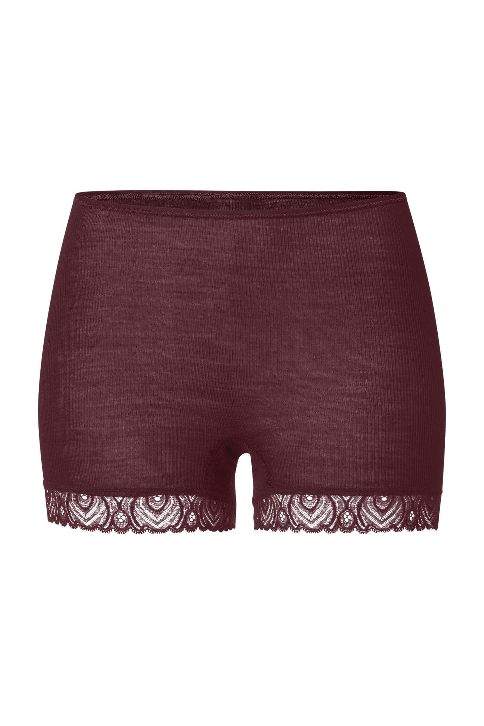 Термотрусы из шерсти и шелка с кружевом. Цвет Бордовый (072421)