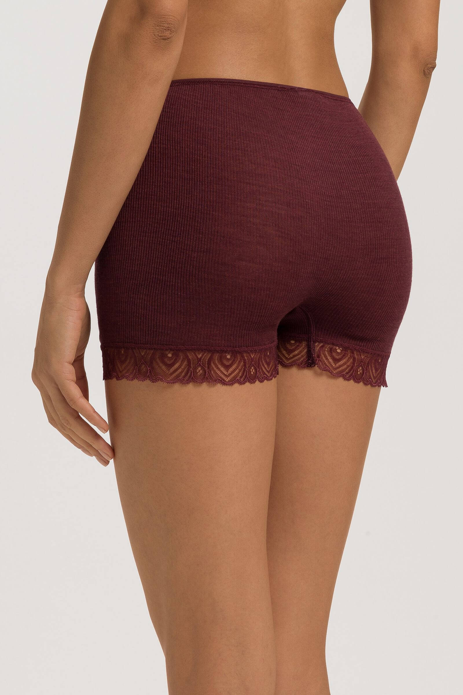 Термотрусы из шерсти и шелка с кружевом. Цвет Бордовый (072421)