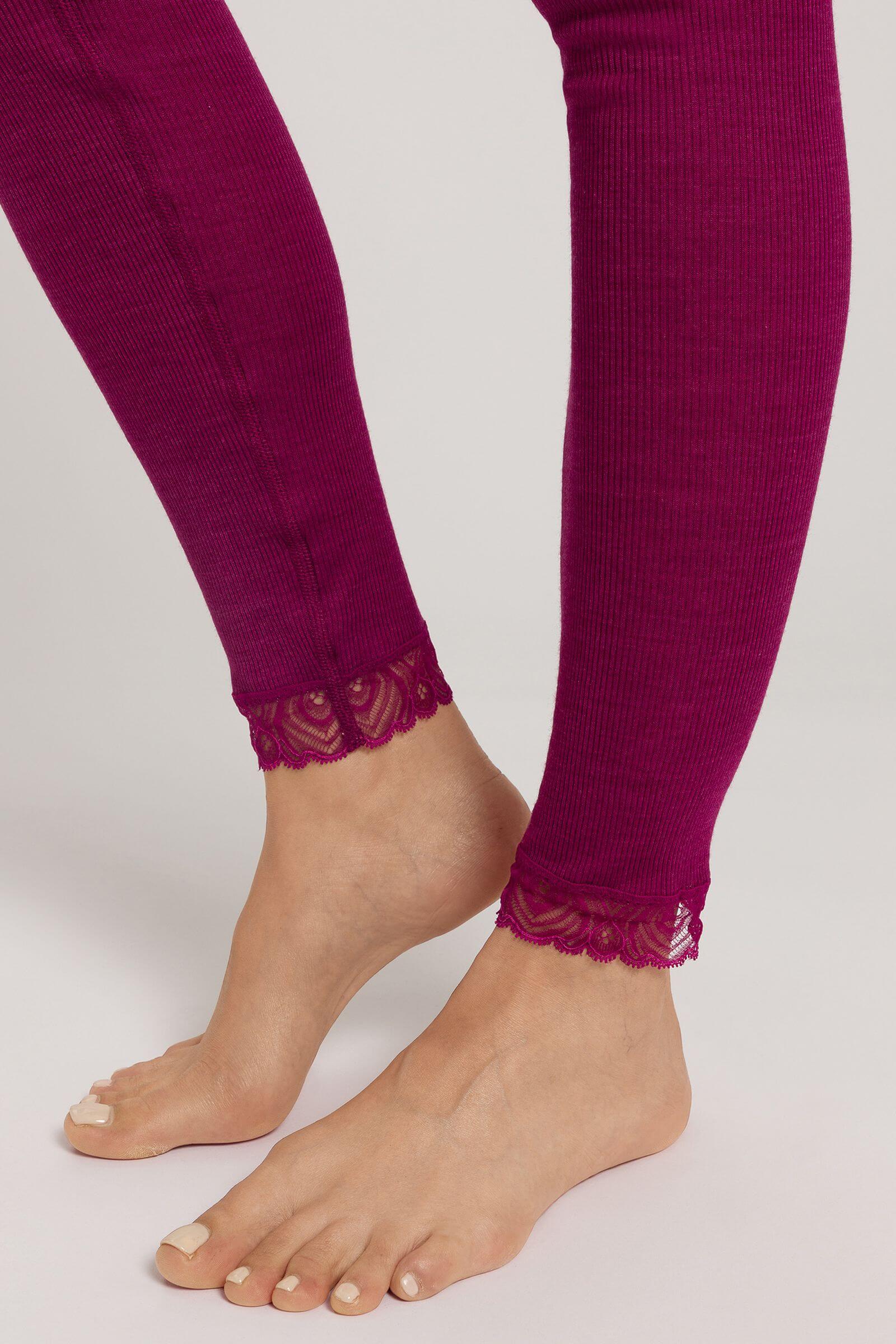 Термолегинсы из шерсти и шелка с кружевом. Цвет Фуксия (072473)