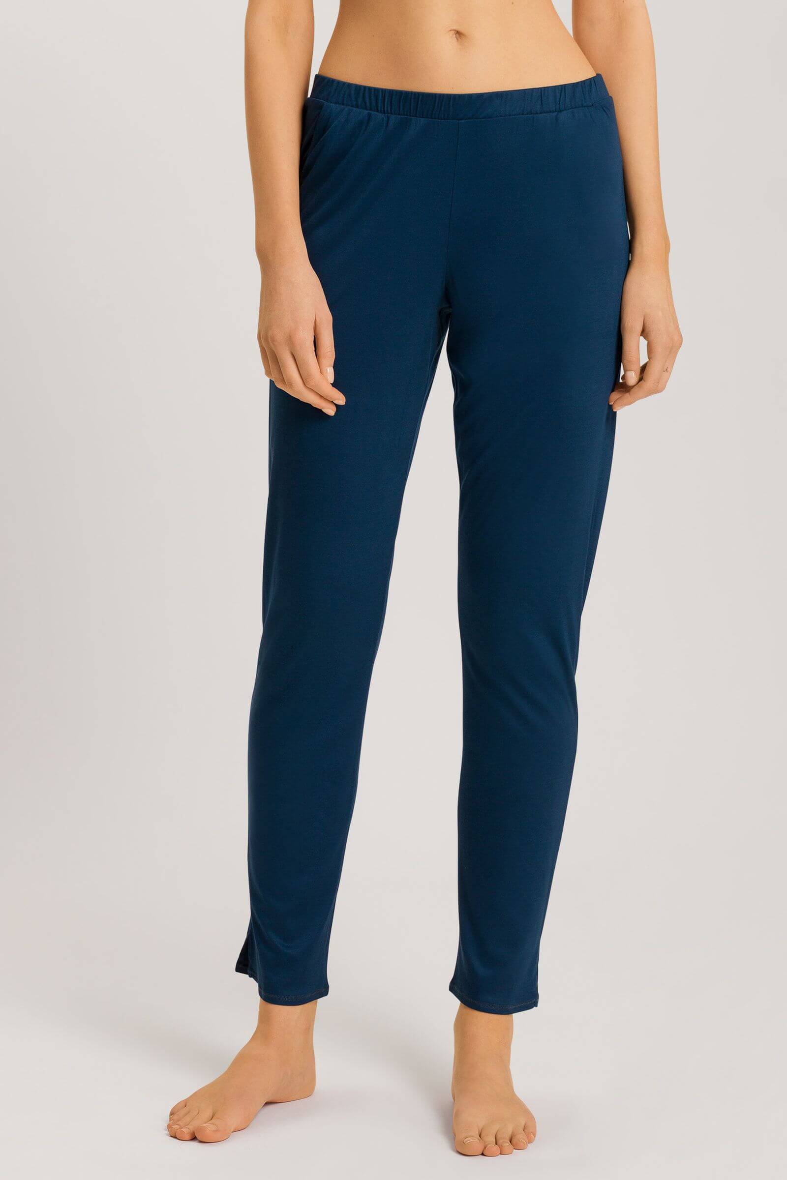 Брюки из микромодала и шелка с разрезами снизу. Цвет Синий (071652)