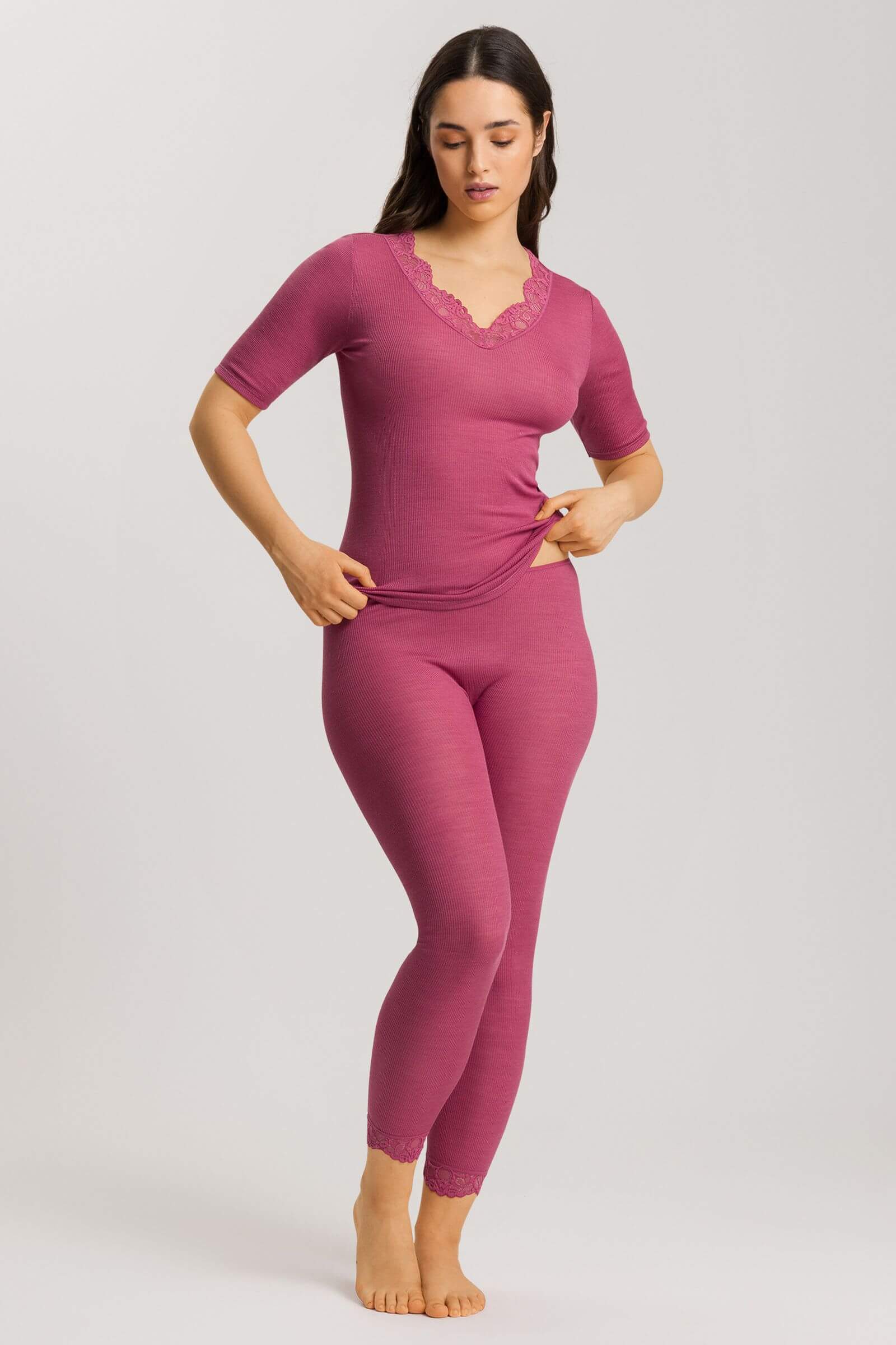 Термофутболка из шерсти мериноса и шелка. Цвет Розовый (072414)