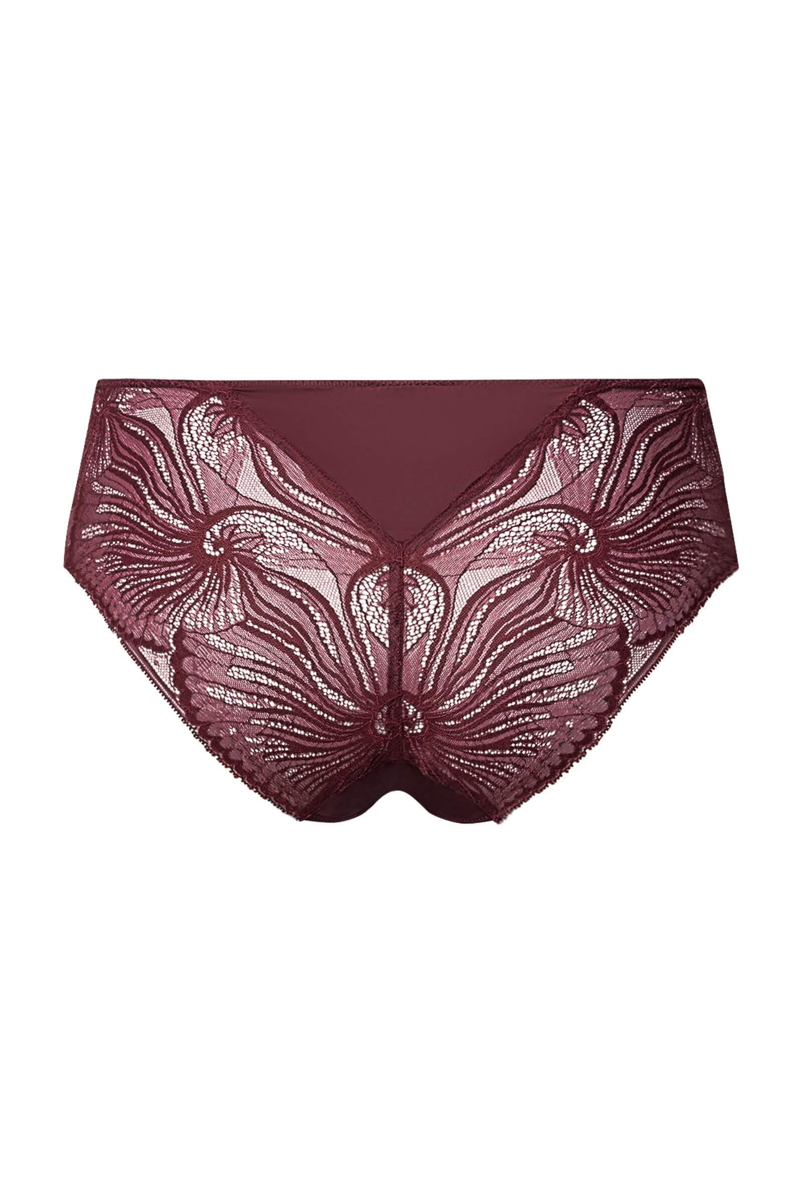 Трусы хипстеры из вискозы с кружевом. Цвет Бордовый (072421)