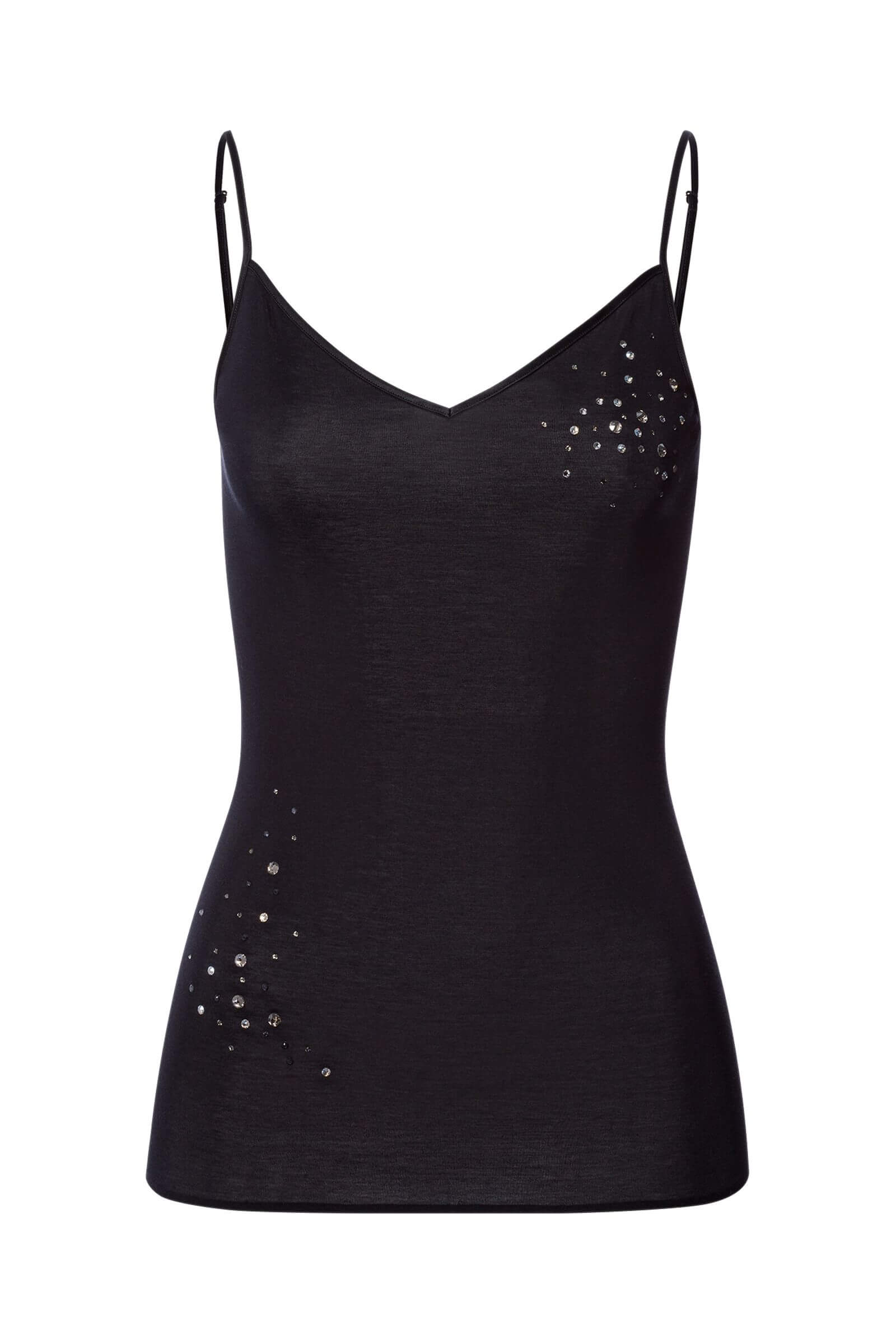 Хлопковая майка с кристаллами Swarovski. Цвет Черный (070019)