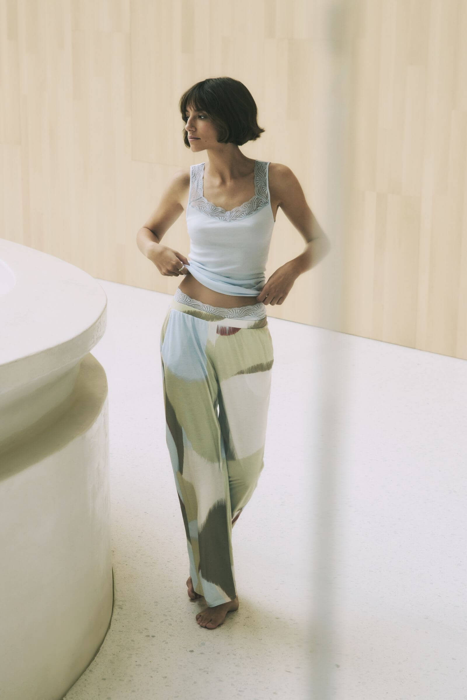 Хлопковая майка с кружевом. Цвет Голубой (072512)