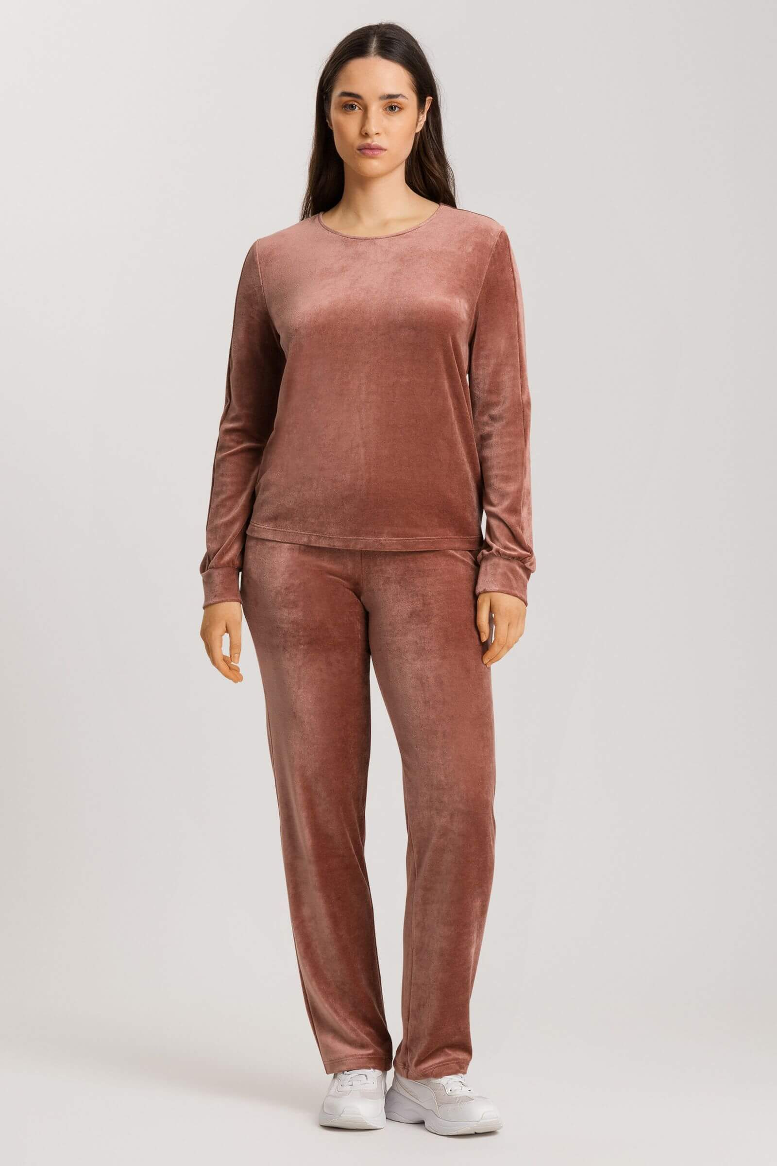 Прямые брюки из хлопкового велюра. Цвет Коричневый (072348)