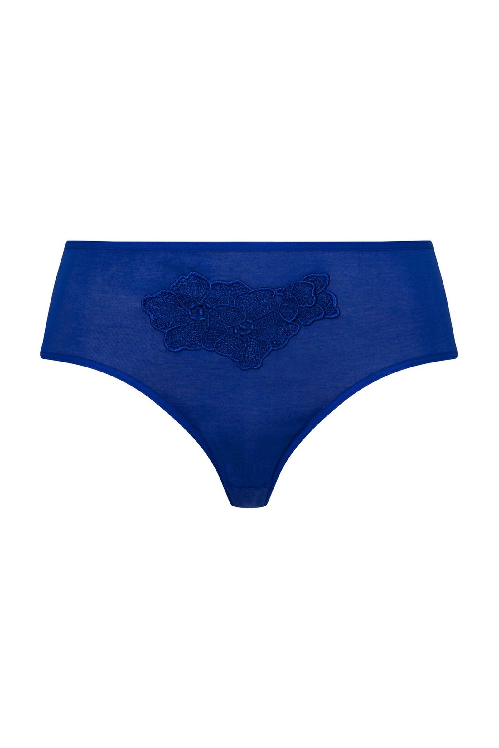 Трусы слипы с цветочной вышивкой. Цвет Синий (071653)
