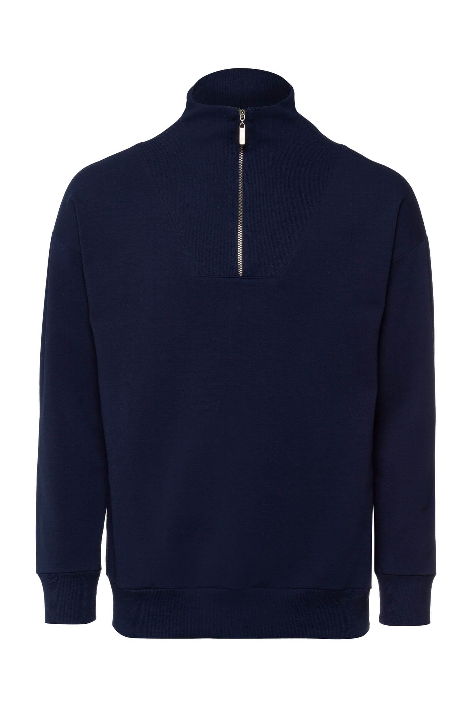 Хлопковый свитшот с воротником на молнии. Цвет Синий (071610)