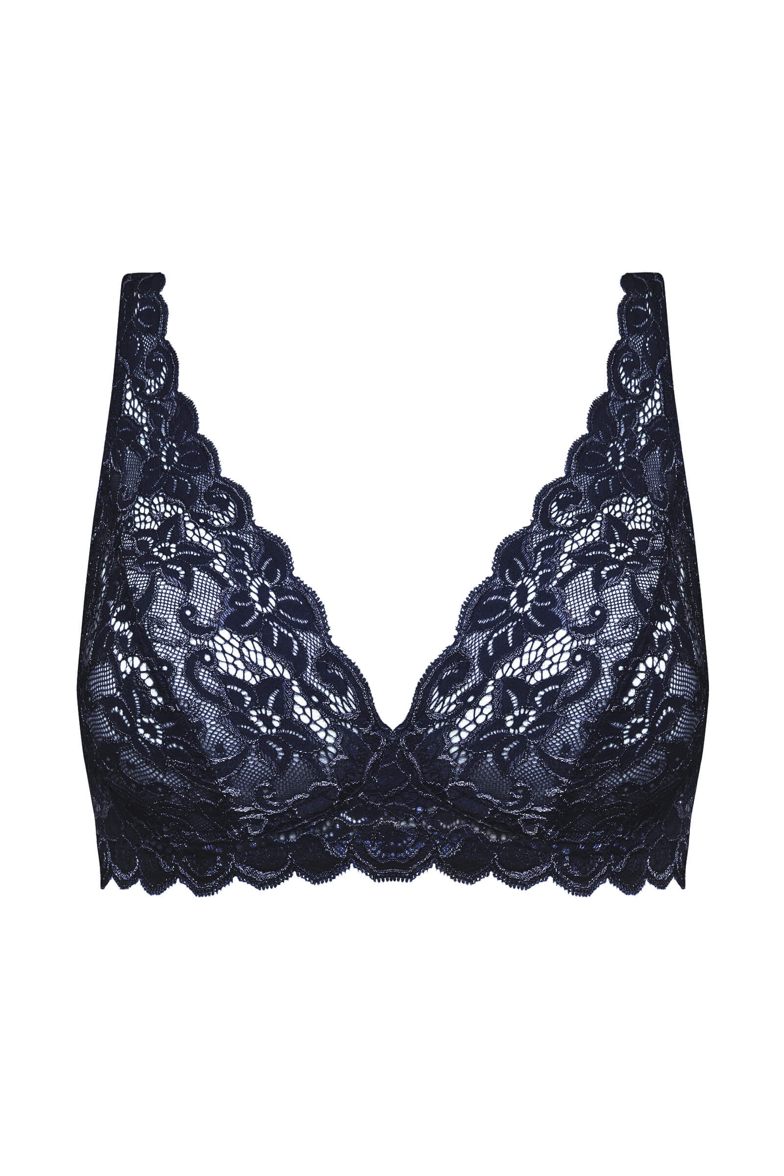 Кружевной бюстгальтер с треугольными чашками. Цвет Синий (071647)