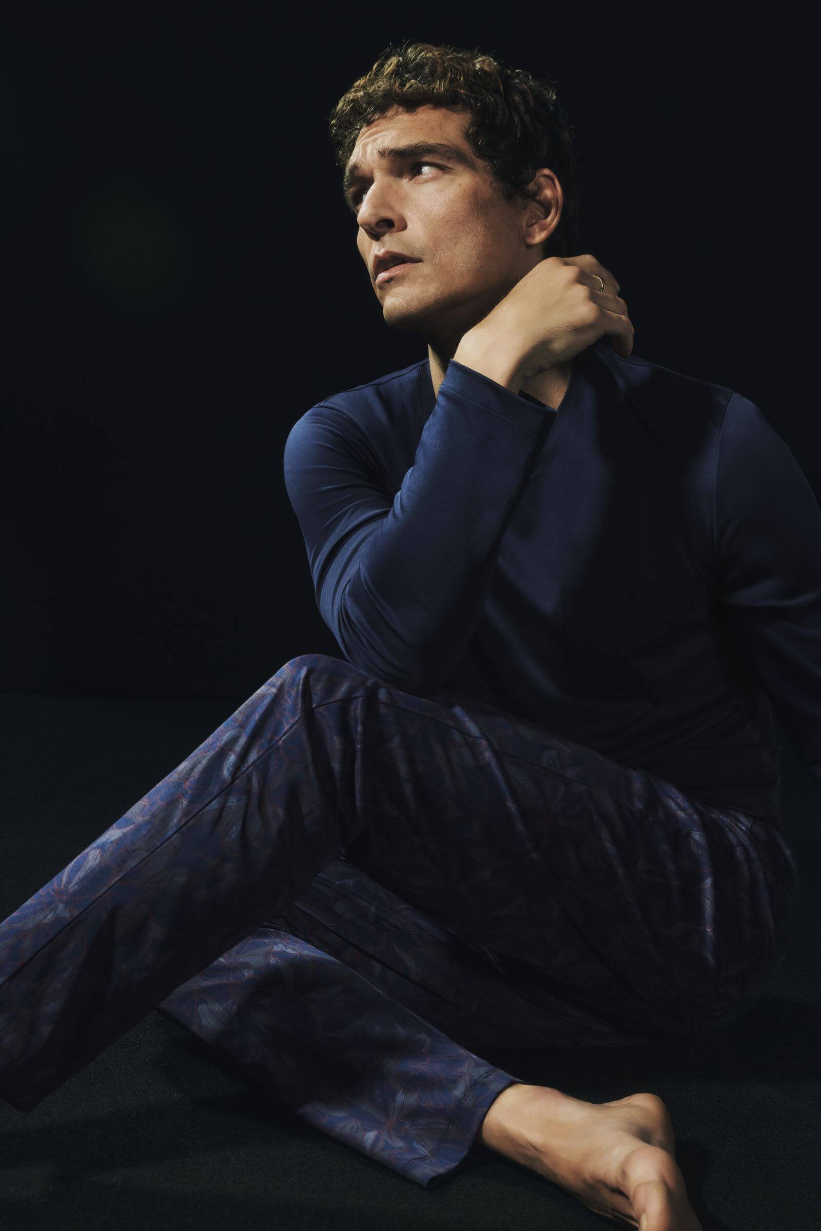 Пижама из 100% мерсеризованного хлопка. Цвет Синий (073037)