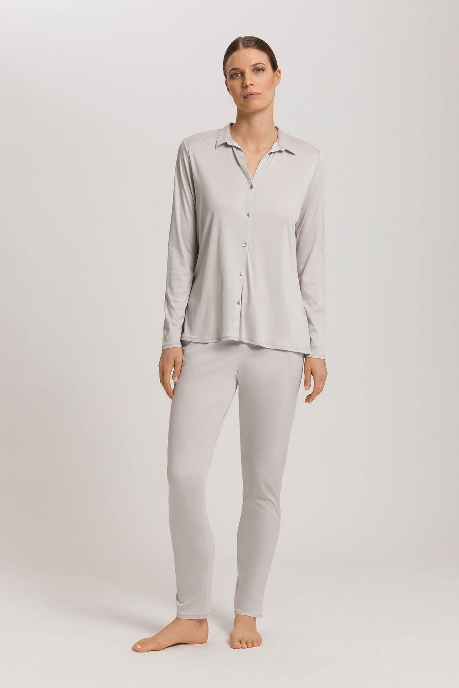 Брюки из микромодала и шелка с разрезами снизу. Цвет Серый (072652)