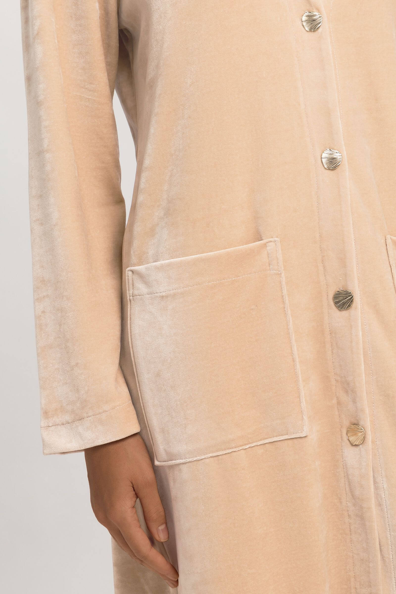 Бархатный халат из хлопка и модала. Цвет Бежевый (072216)