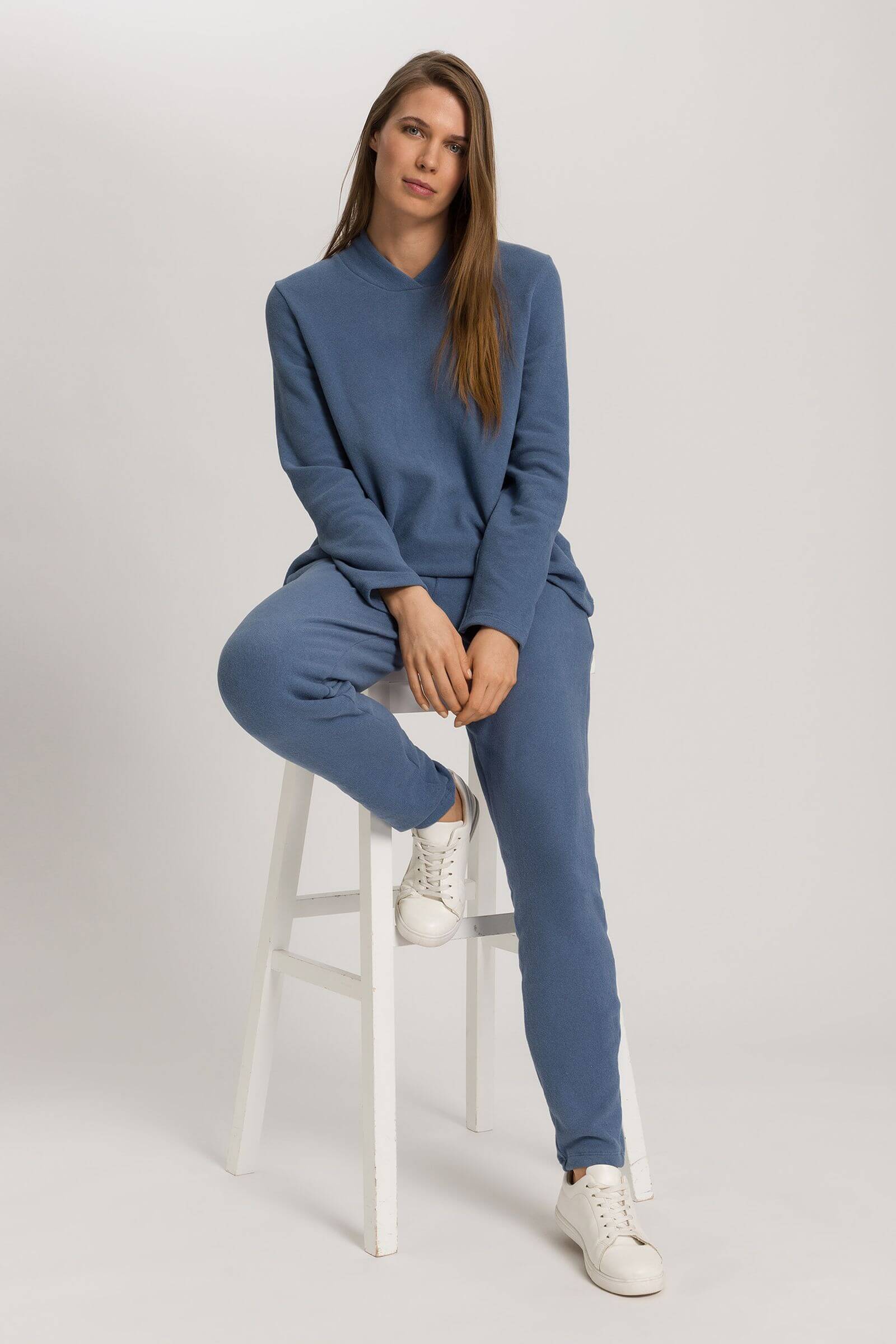 Лонгслив из смесового хлопка. Цвет Синий (073057)