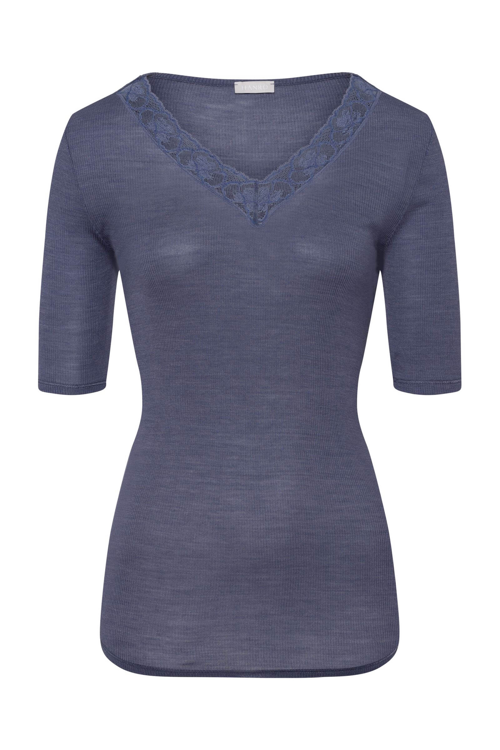 Термолонгслив из шерсти и шелка. Цвет Синий (072602)