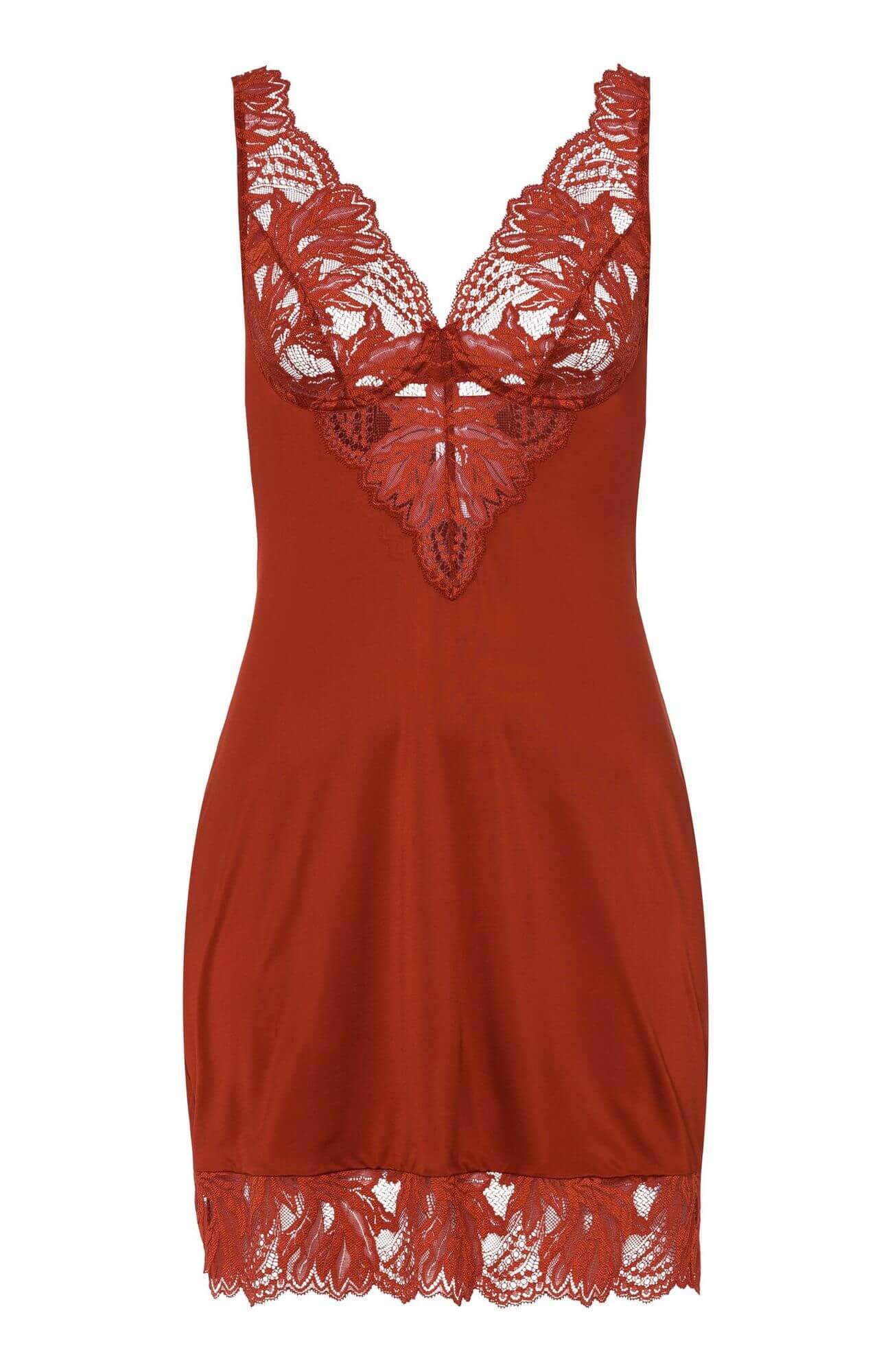 Ночная сорочка с кружевом. Цвет Красный (071402)