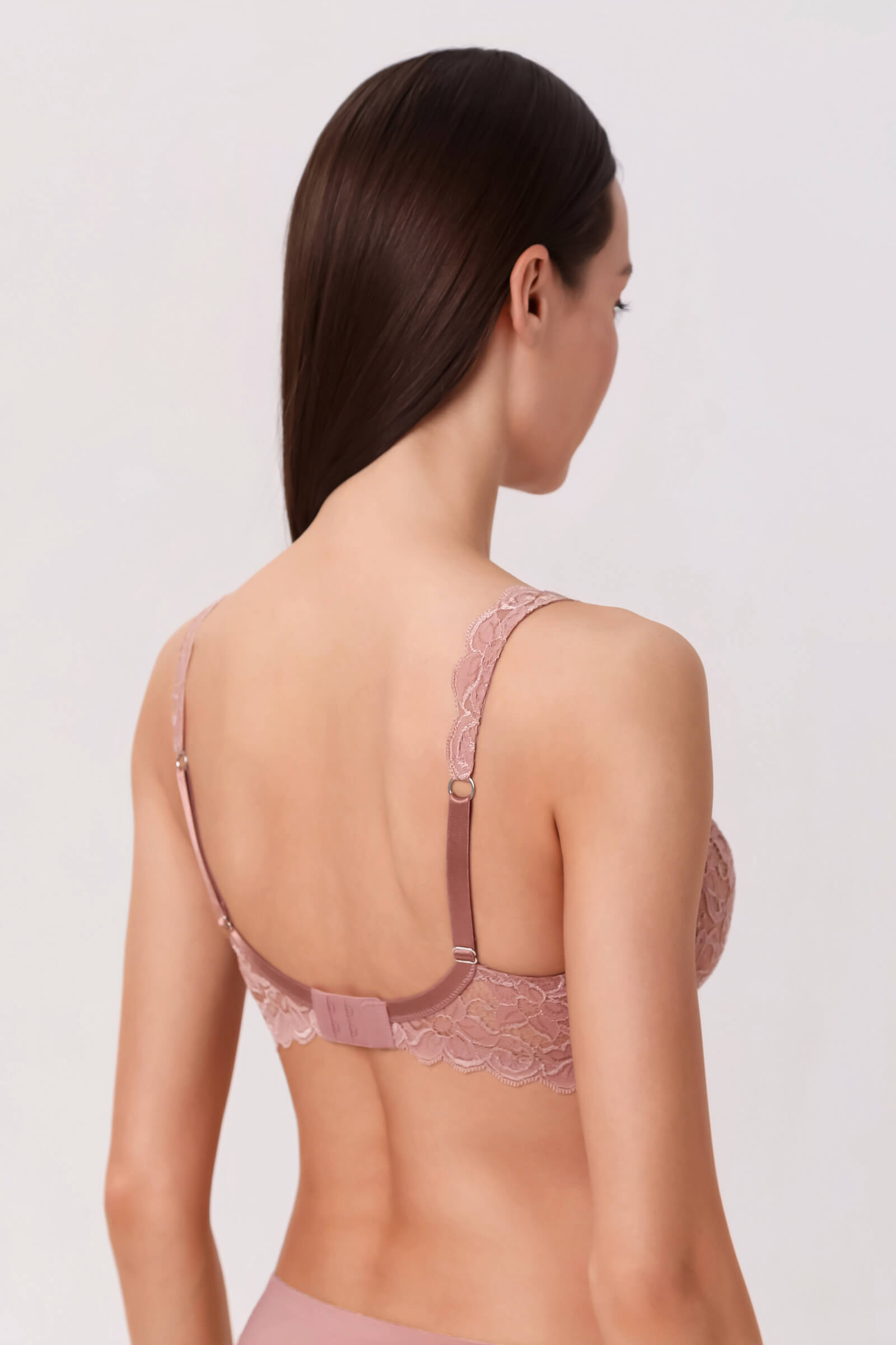Кружевной бюстгальтер с треугольными чашками. Цвет Розовый (071364)