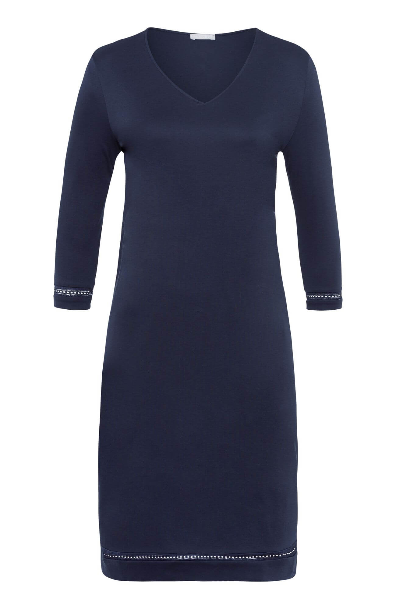 Хлопковая ночная сорочка с V-образным вырезом. Цвет Синий (071633)