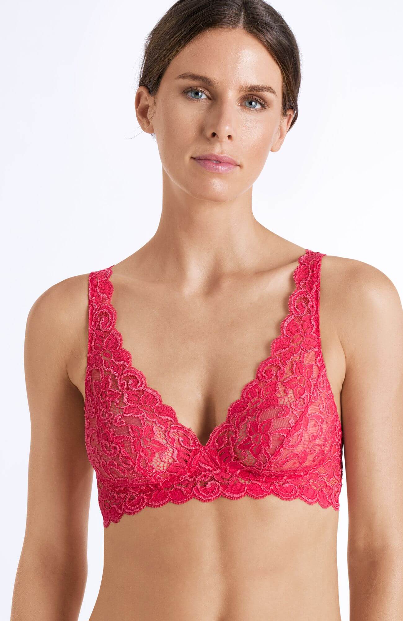 Кружевной бюстгальтер с треугольными чашками. Цвет Розовый (071399)