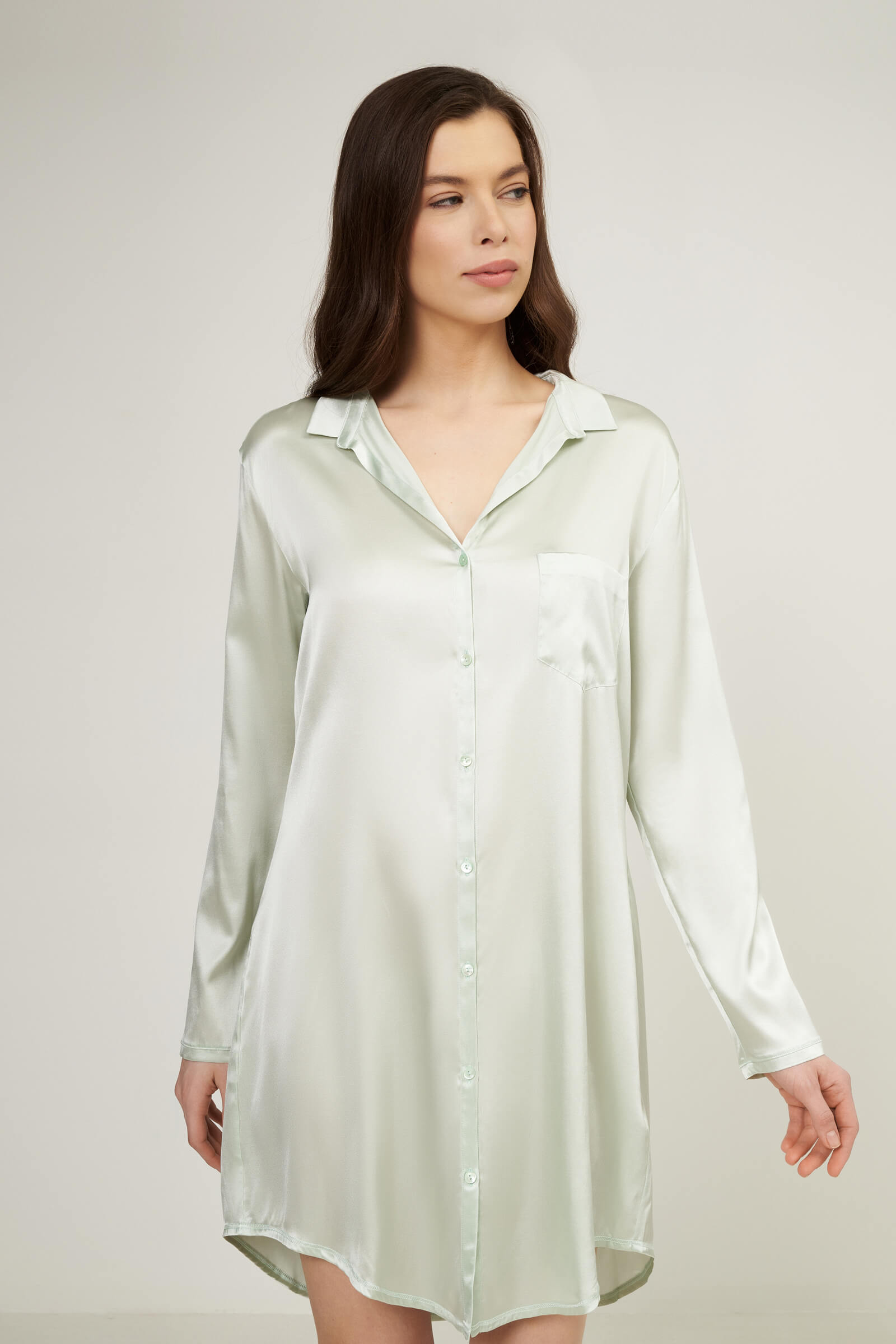 Шелковая ночная рубашка. Цвет Зеленый (072737)
