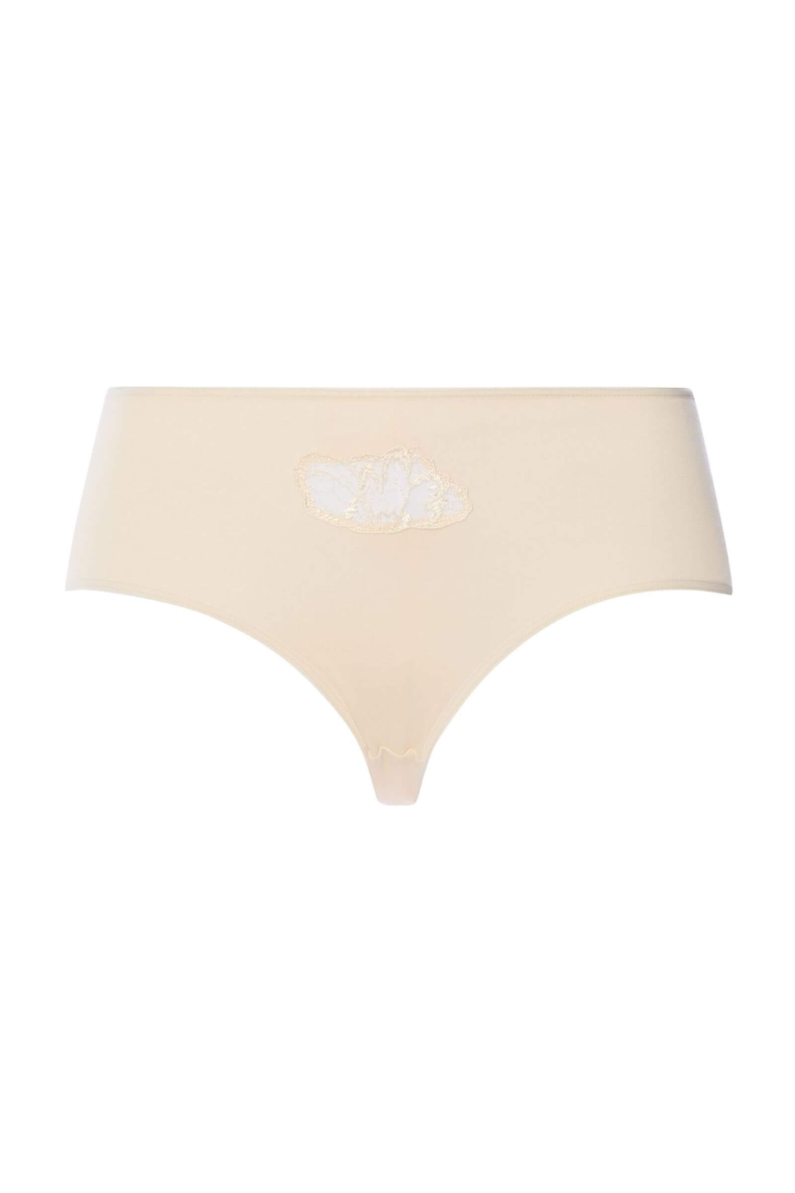 Хлопковые трусы хипстеры с 3D вышивкой. Цвет Кремовый (072811)
