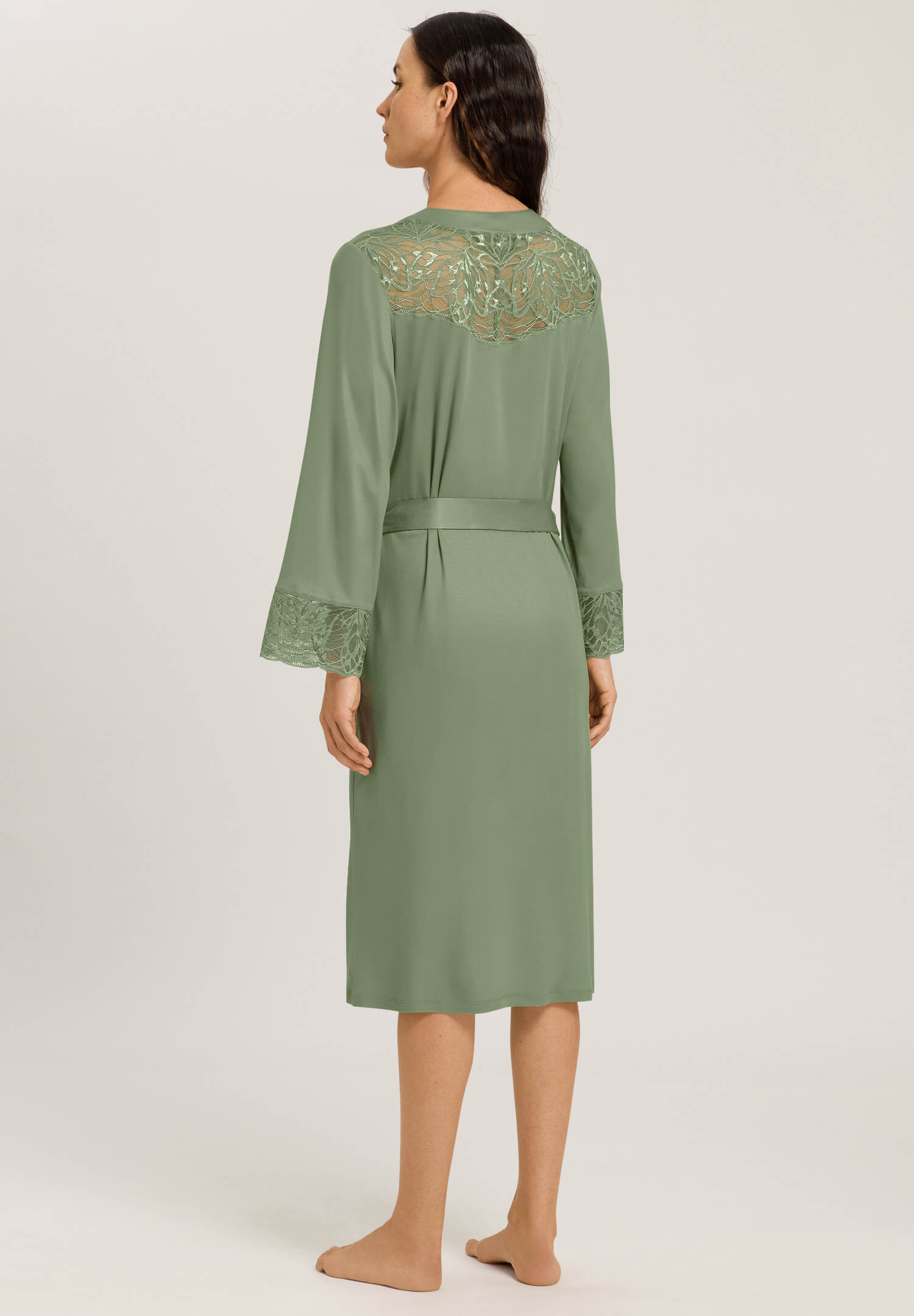 Халат из модала с кружевом. Цвет Оливковый (072718)