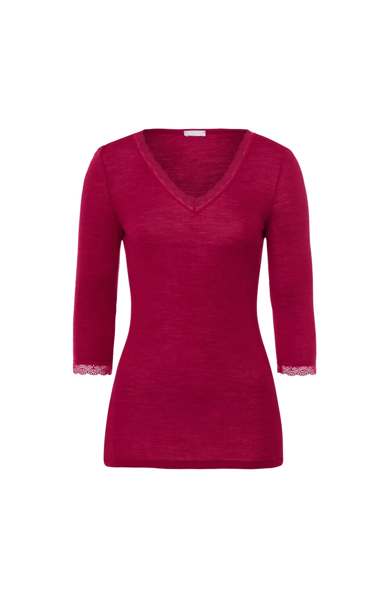 Лонгслив с рукавом 3/4 из шерсти и шелка. Цвет Красный (071457)