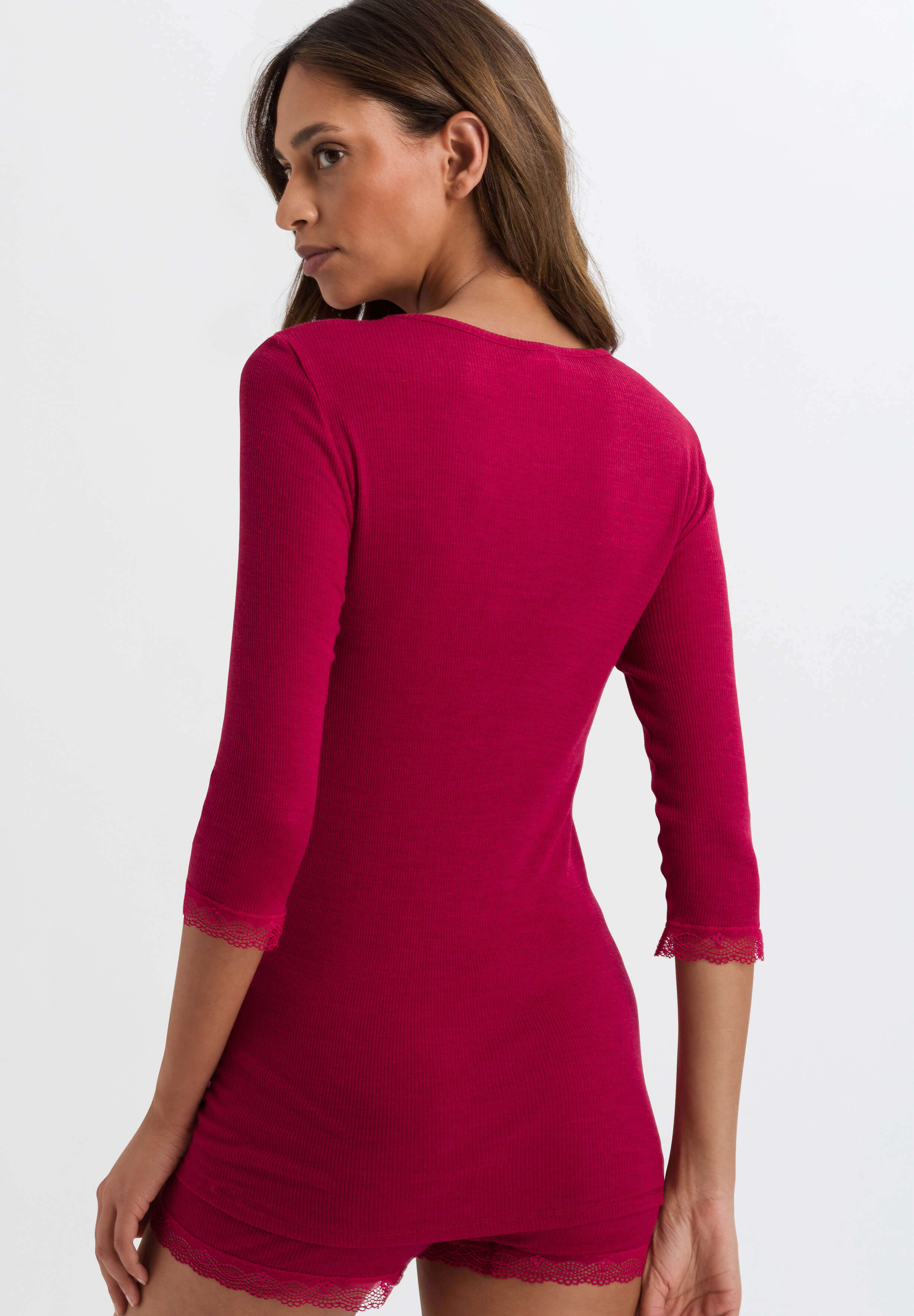 Лонгслив с рукавом 3/4 из шерсти и шелка. Цвет Красный (071457)