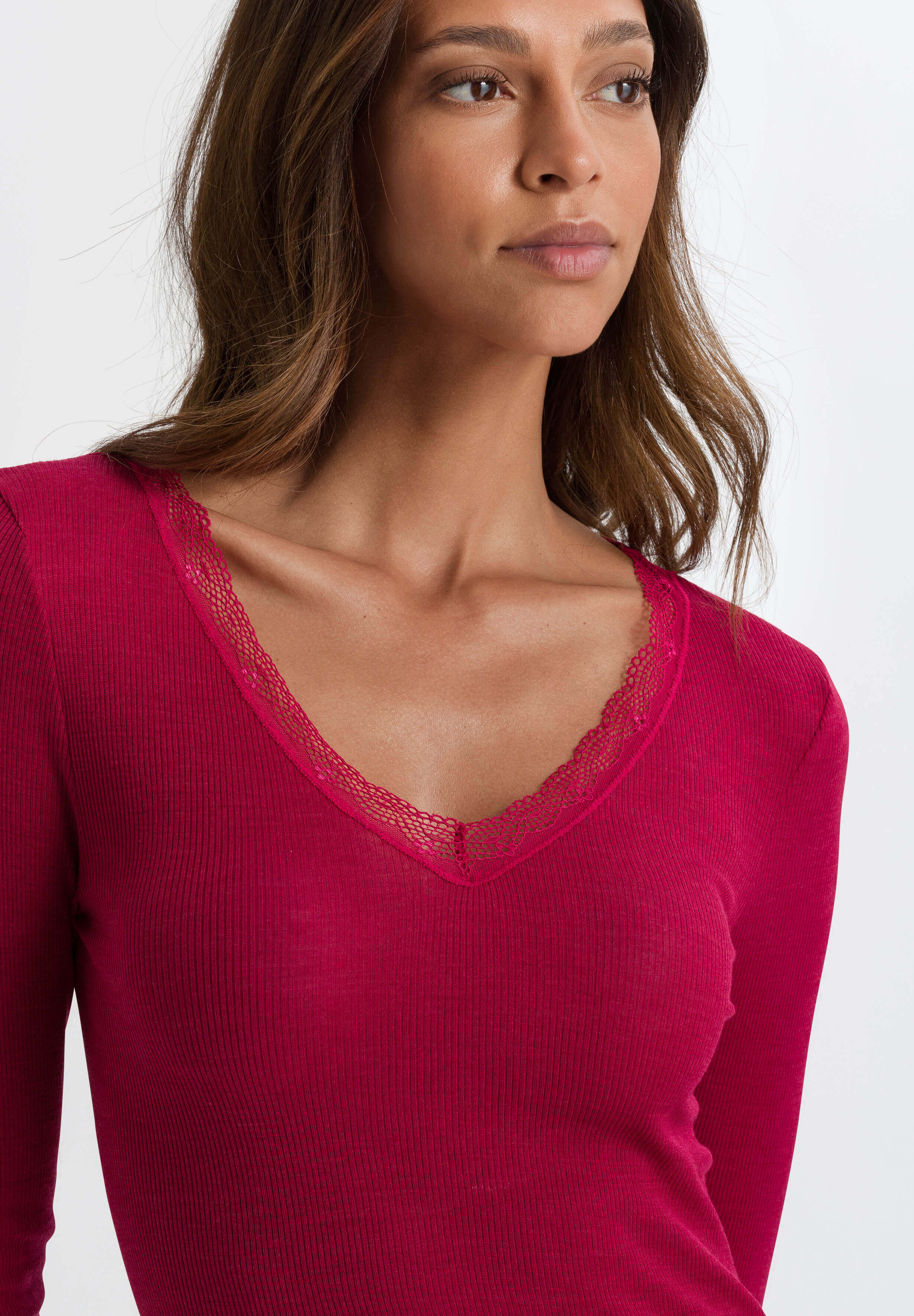 Лонгслив с рукавом 3/4 из шерсти и шелка. Цвет Красный (071457)