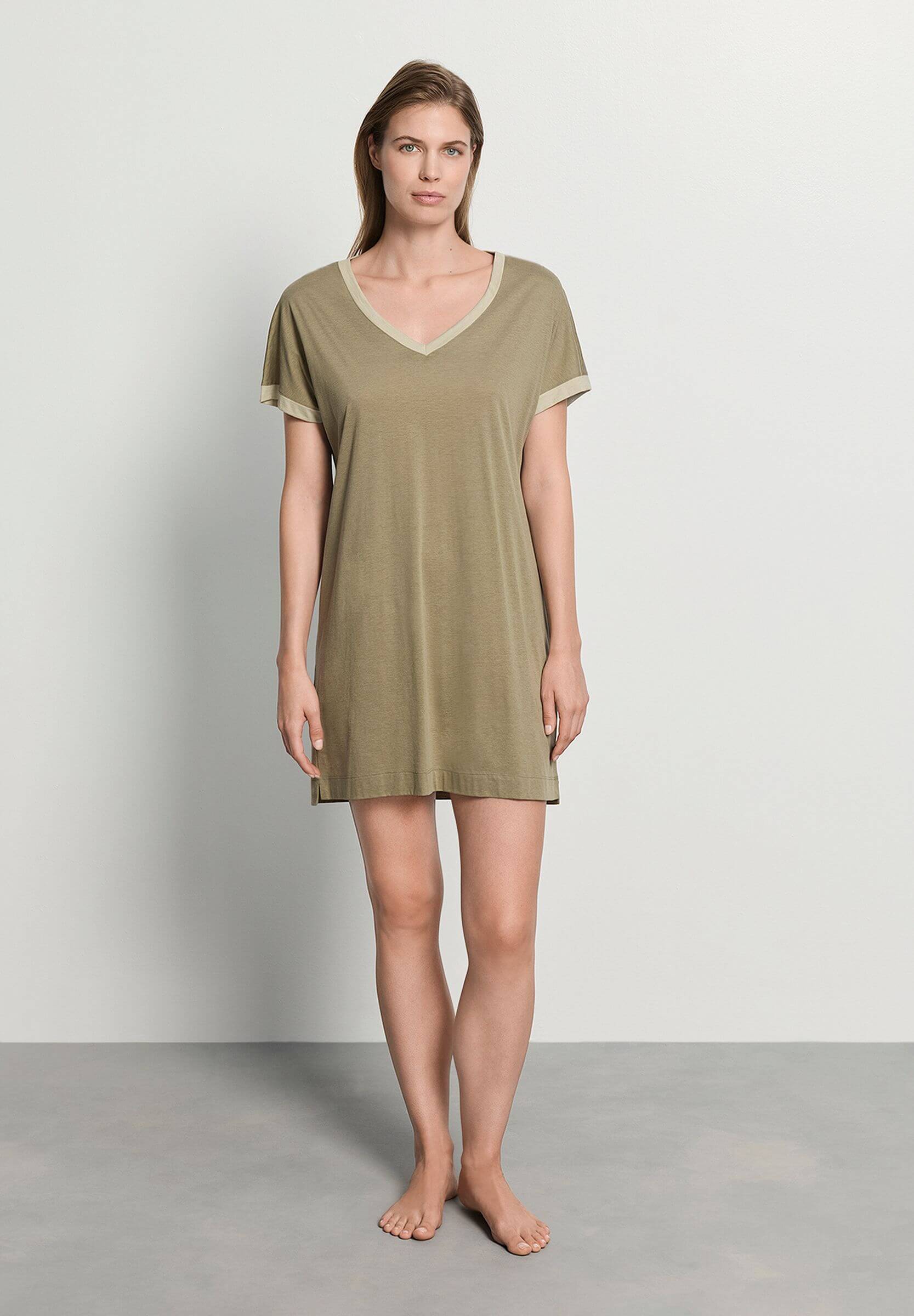 Ночная сорочка из модала и хлопка. Цвет Оливковый (072727)