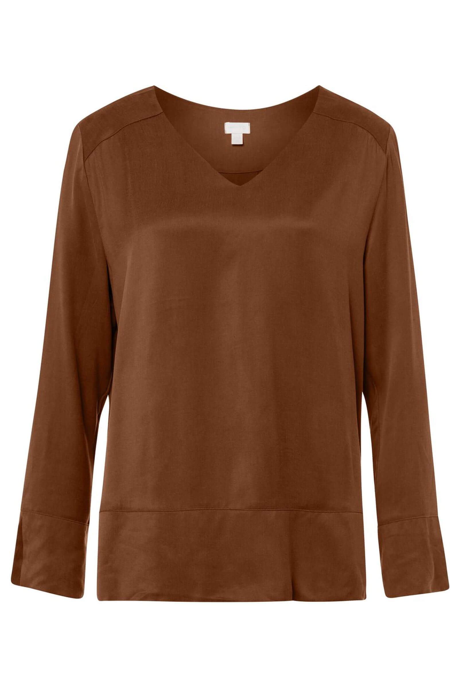Блузка с V-образным вырезом. Цвет Коричневый (071782)