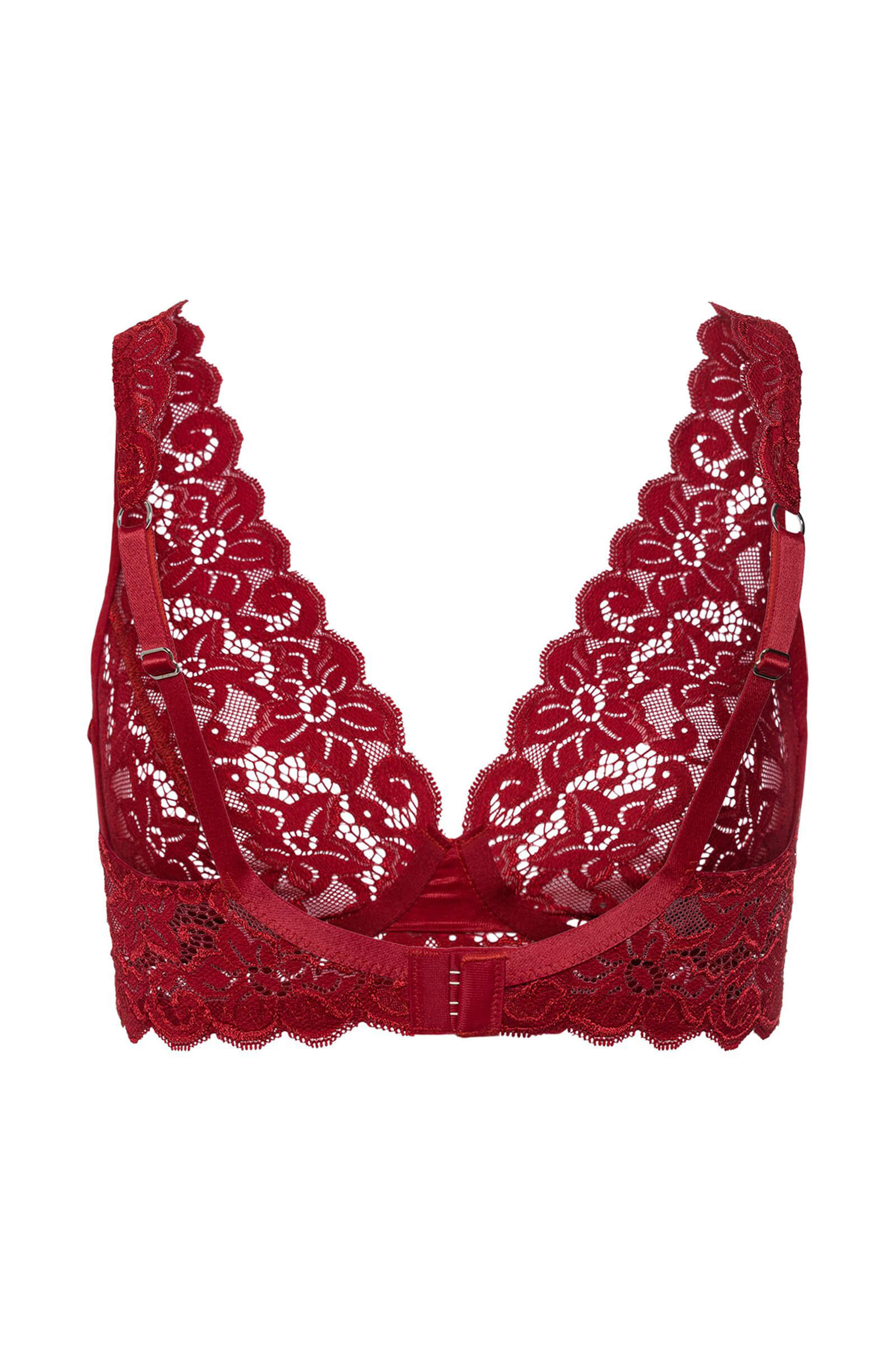 Кружевной бюстгальтер с треугольными чашками. Цвет Красный (072418)