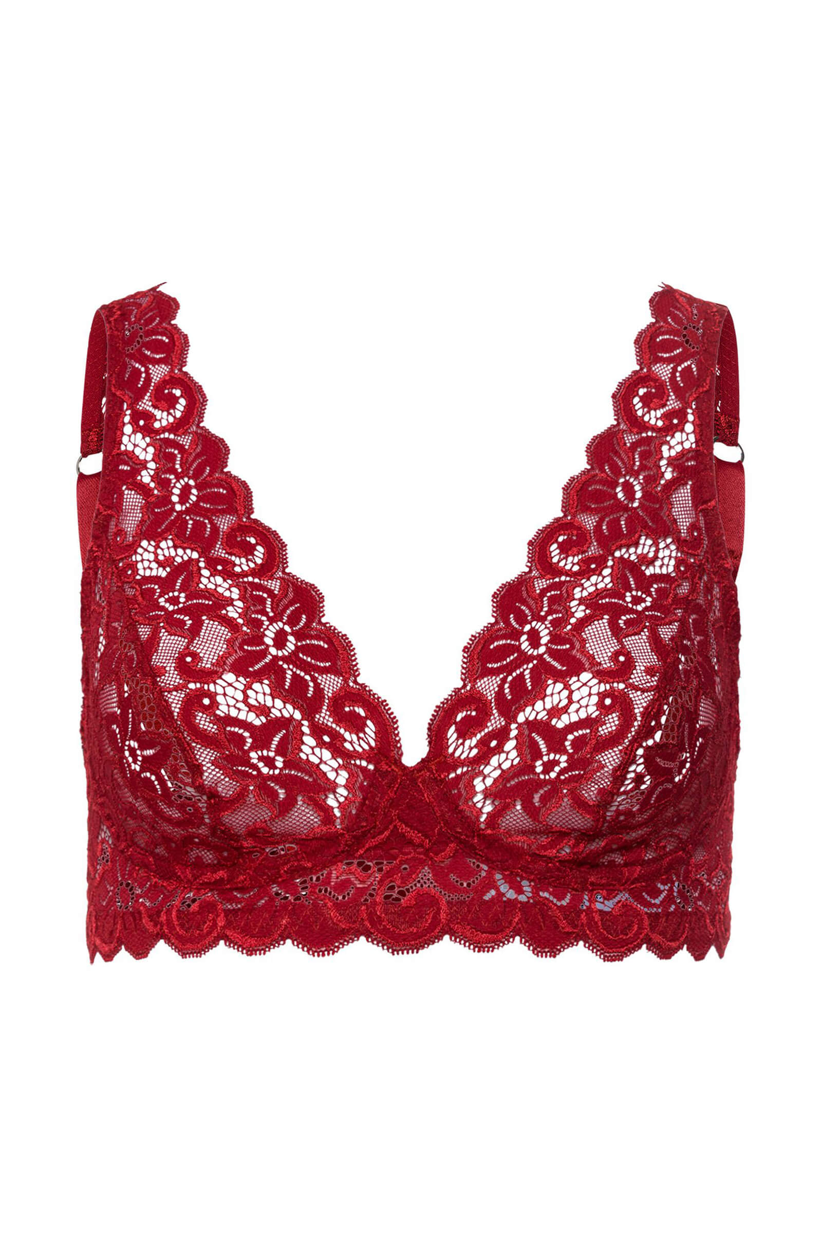 Кружевной бюстгальтер с треугольными чашками. Цвет Красный (072418)