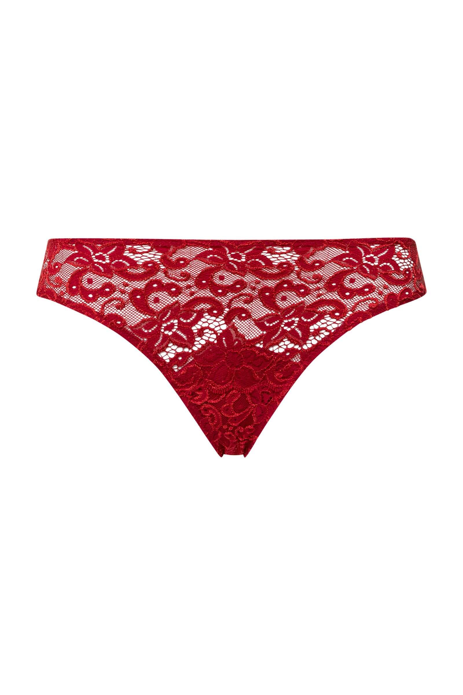 Трусы слипы с цветочным кружевом. Цвет Красный (2418)
